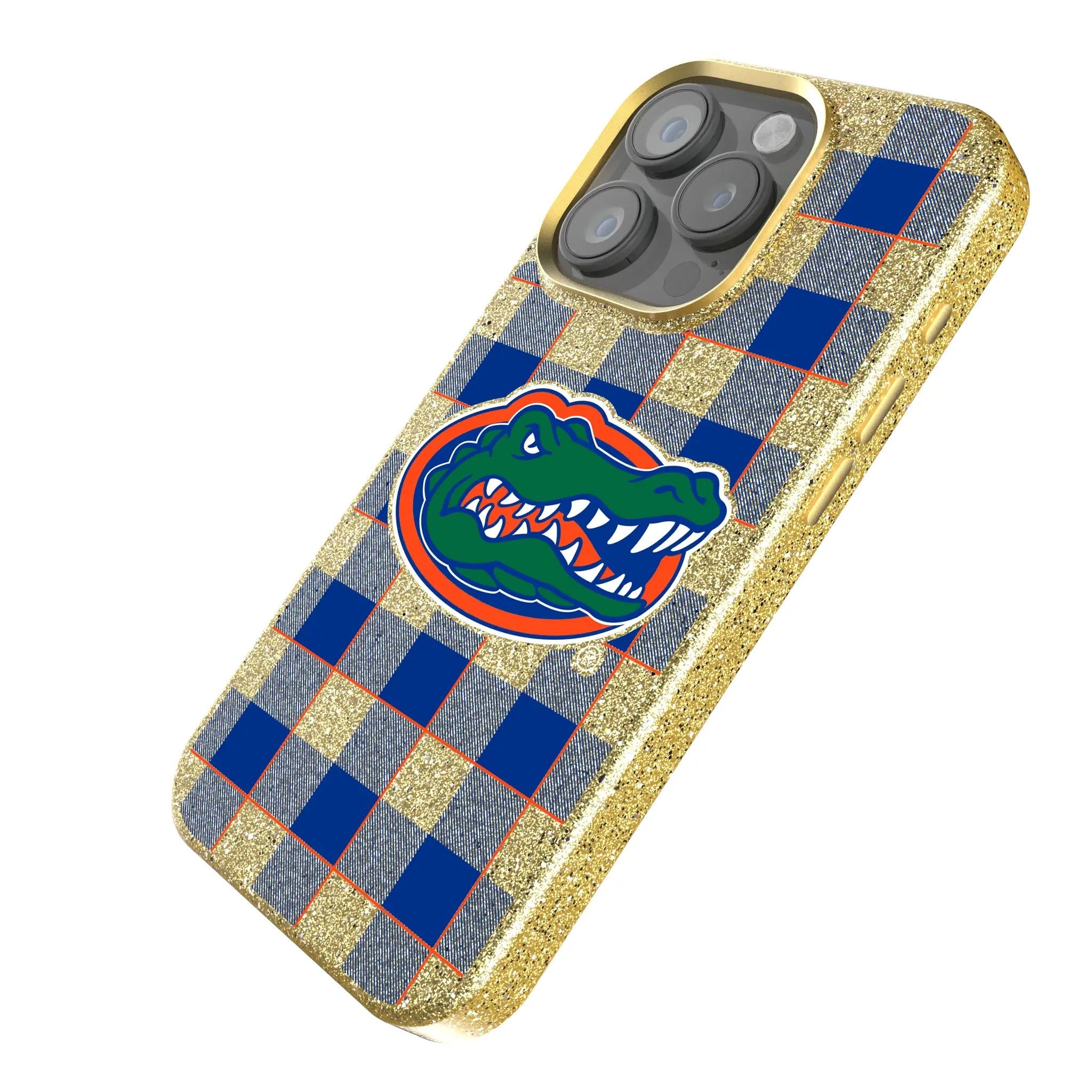University of Florida Gators Plaid iPhone Bling Phone Case for Apple iPhone - Isometric View