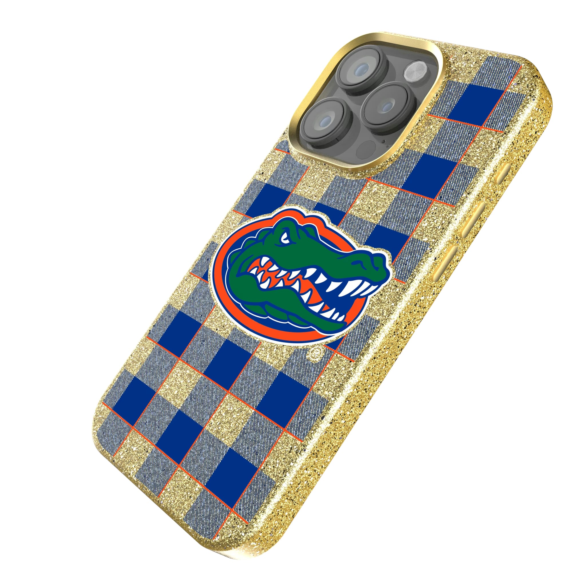 University of Florida Gators Plaid iPhone Bling Phone Case for Apple iPhone - Isometric View
