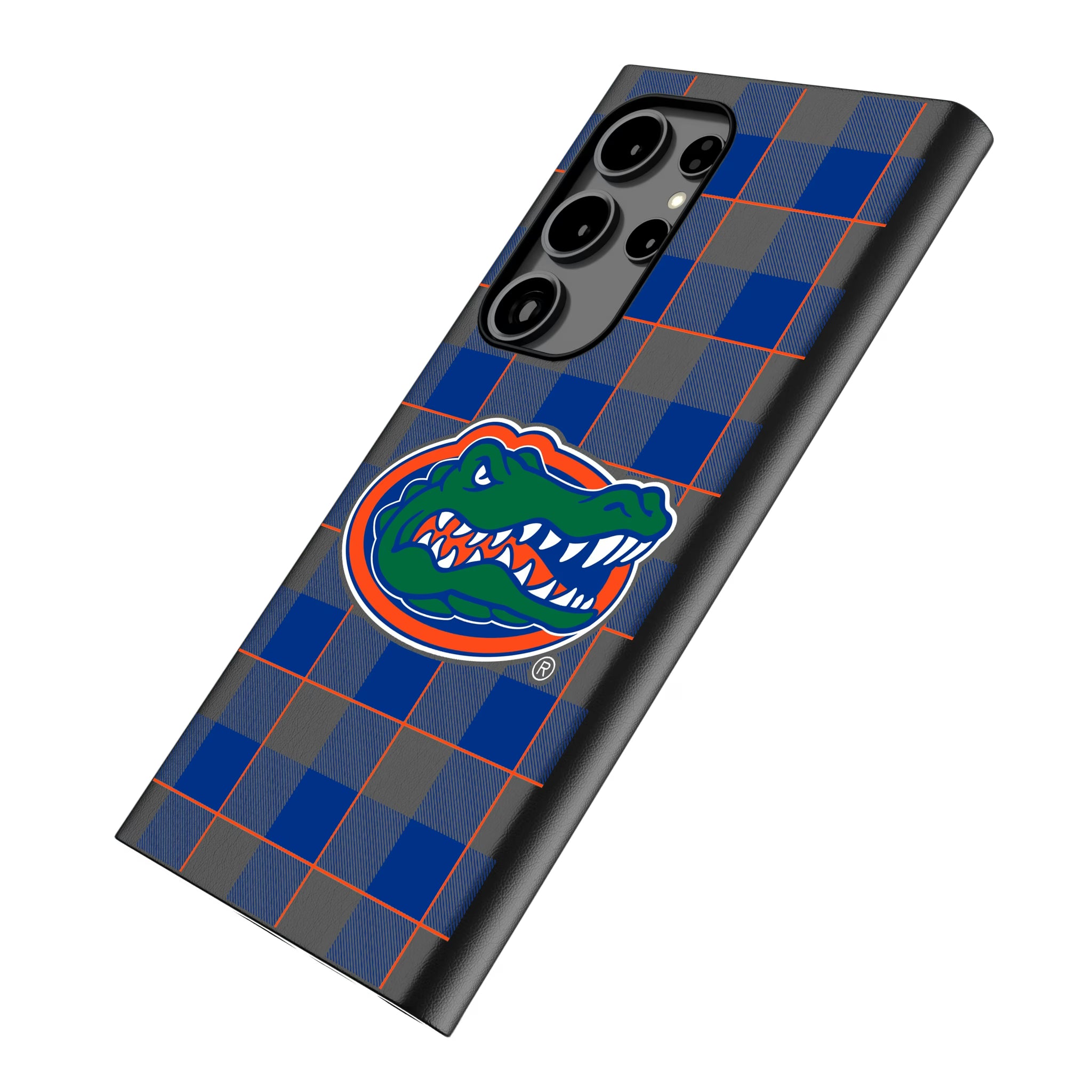 University of Florida Gators Plaid Galaxy MagSafe Compatible Phone Case for Samsung Galaxy - Isometric View