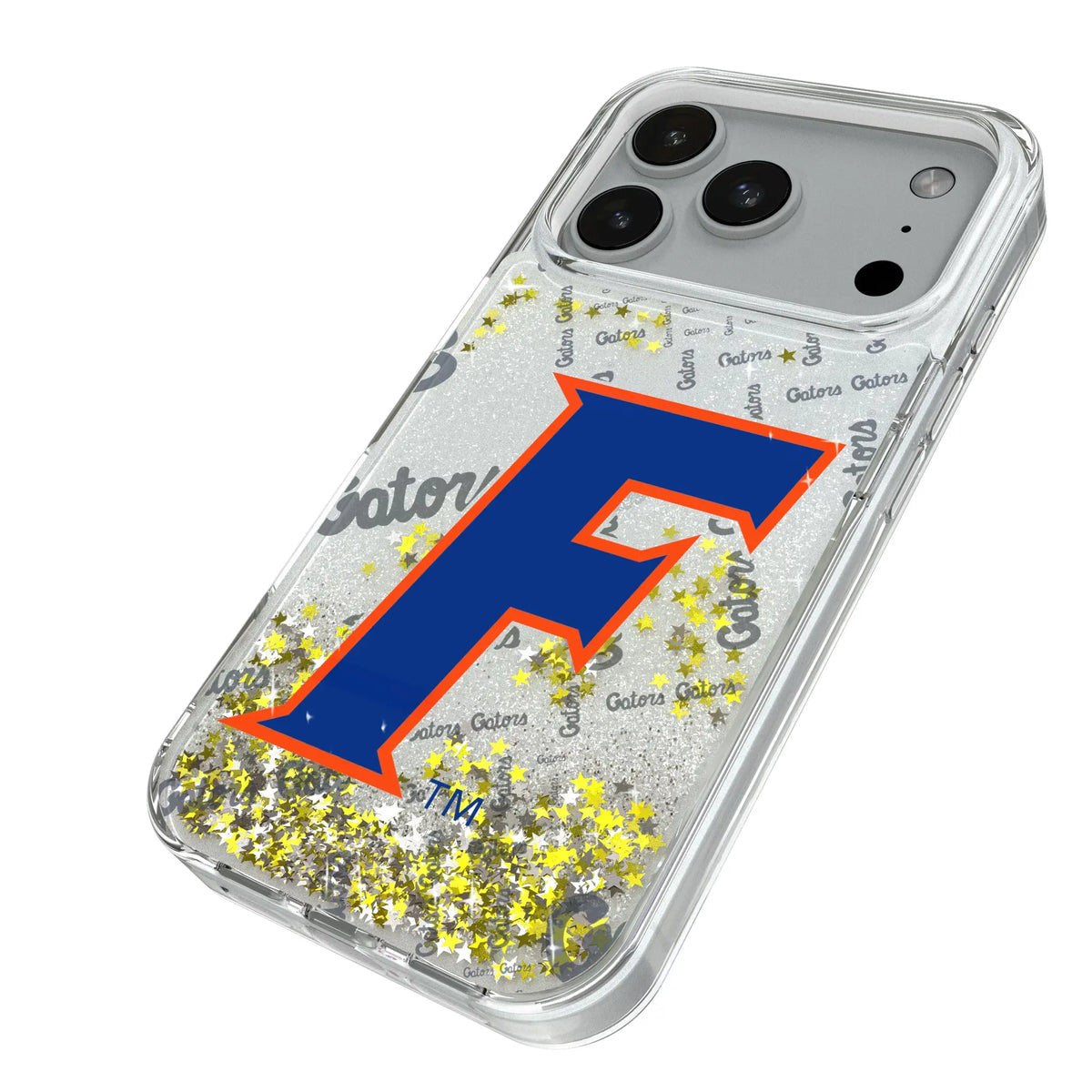 University of Florida Gators Quadtile iPhone Glitter Phone Case for Apple iPhone - Isometric View#Device_iPhone 18 Pro