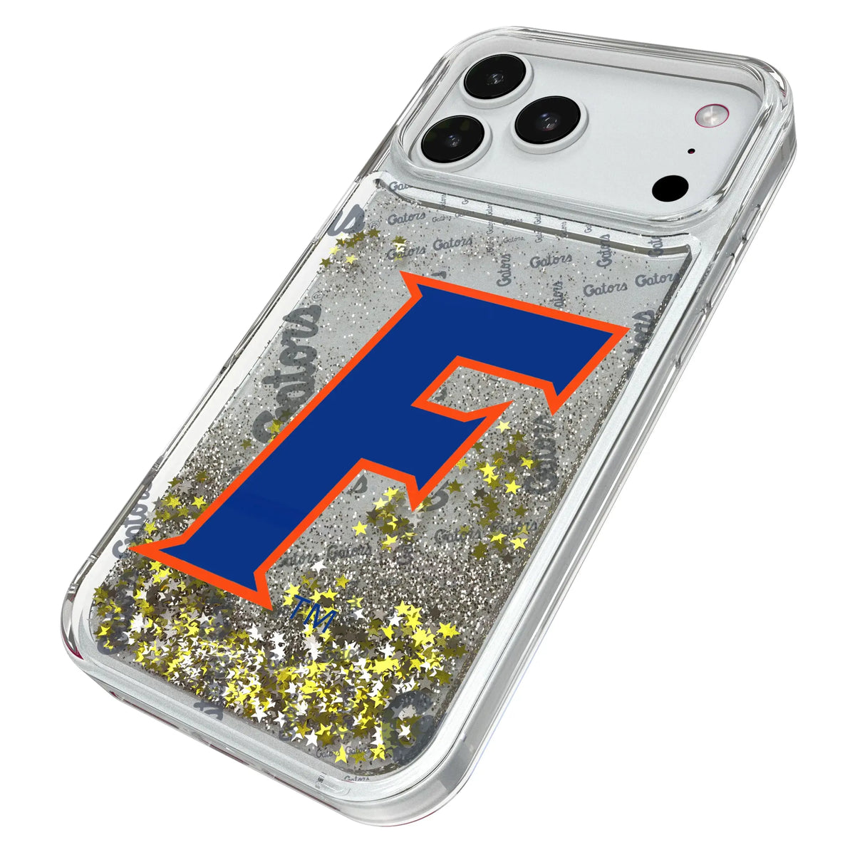 University of Florida Gators Quadtile iPhone Glitter Phone Case for Apple iPhone - Isometric View#Device_iPhone 18 Pro Max