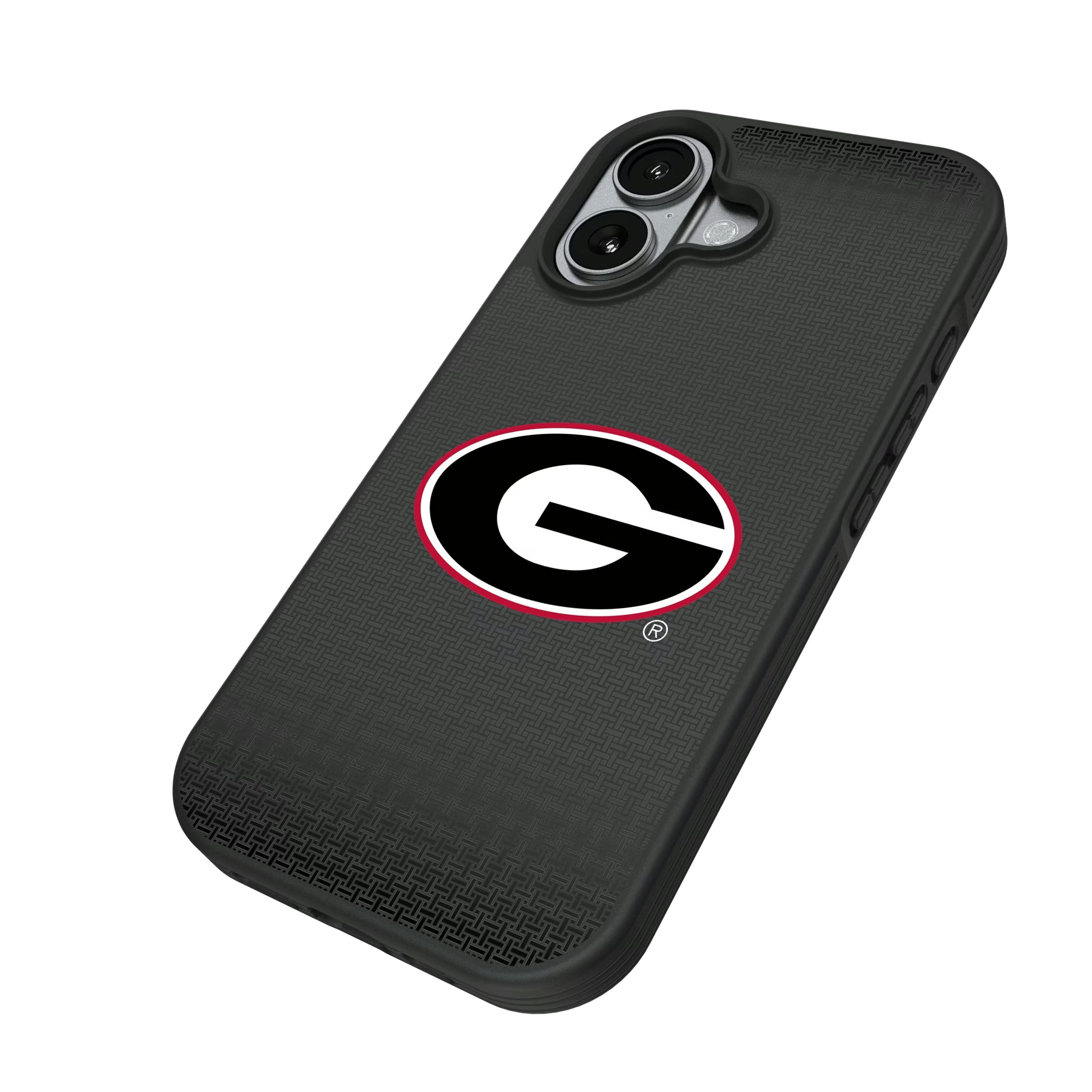 University of Georgia Bulldogs Linen iPhone Bump Phone Case for Apple iPhone - Isometric View#Device_iPhone 17