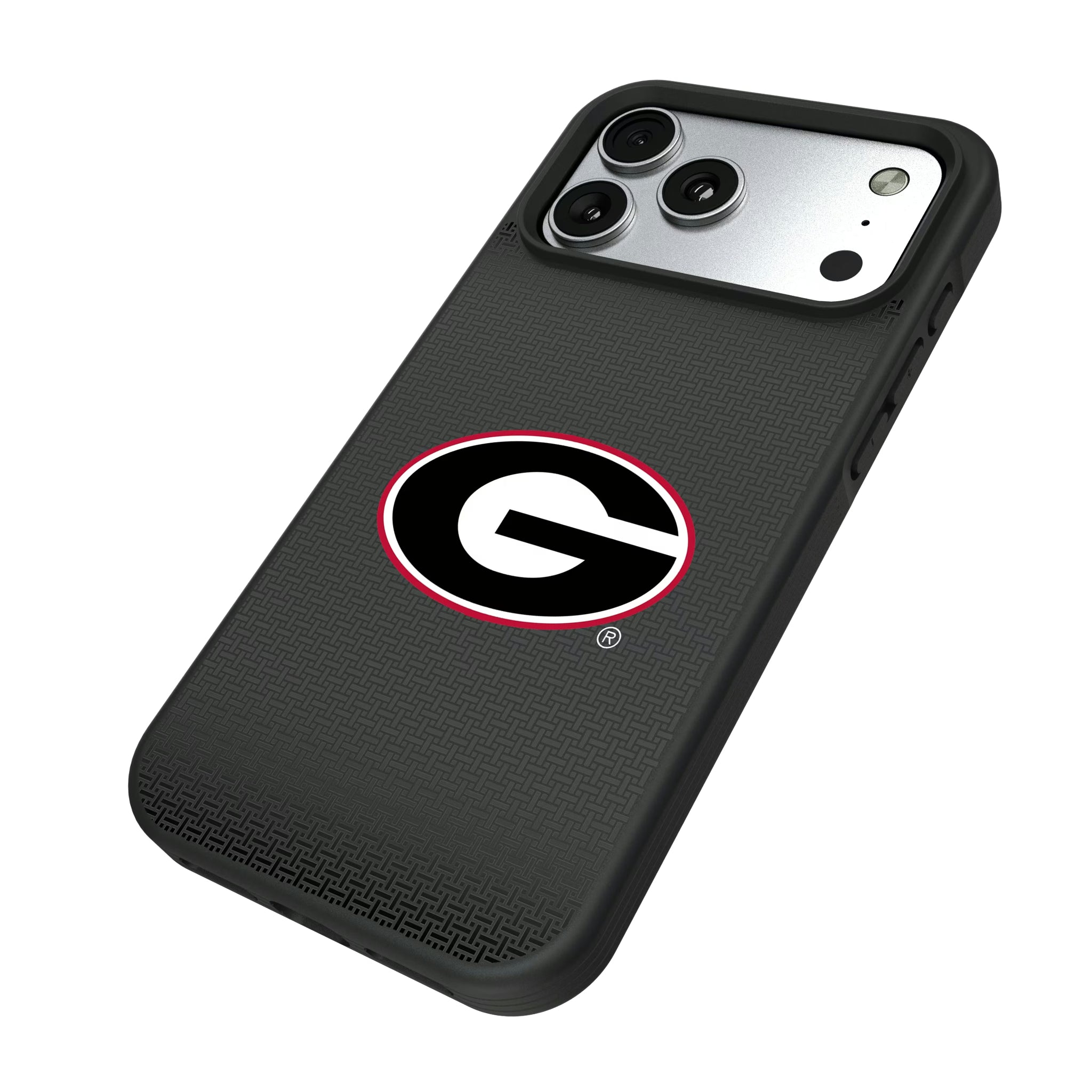 University of Georgia Bulldogs Linen iPhone Bump Phone Case for Apple iPhone - Isometric View#Device_iPhone 17 Pro Max