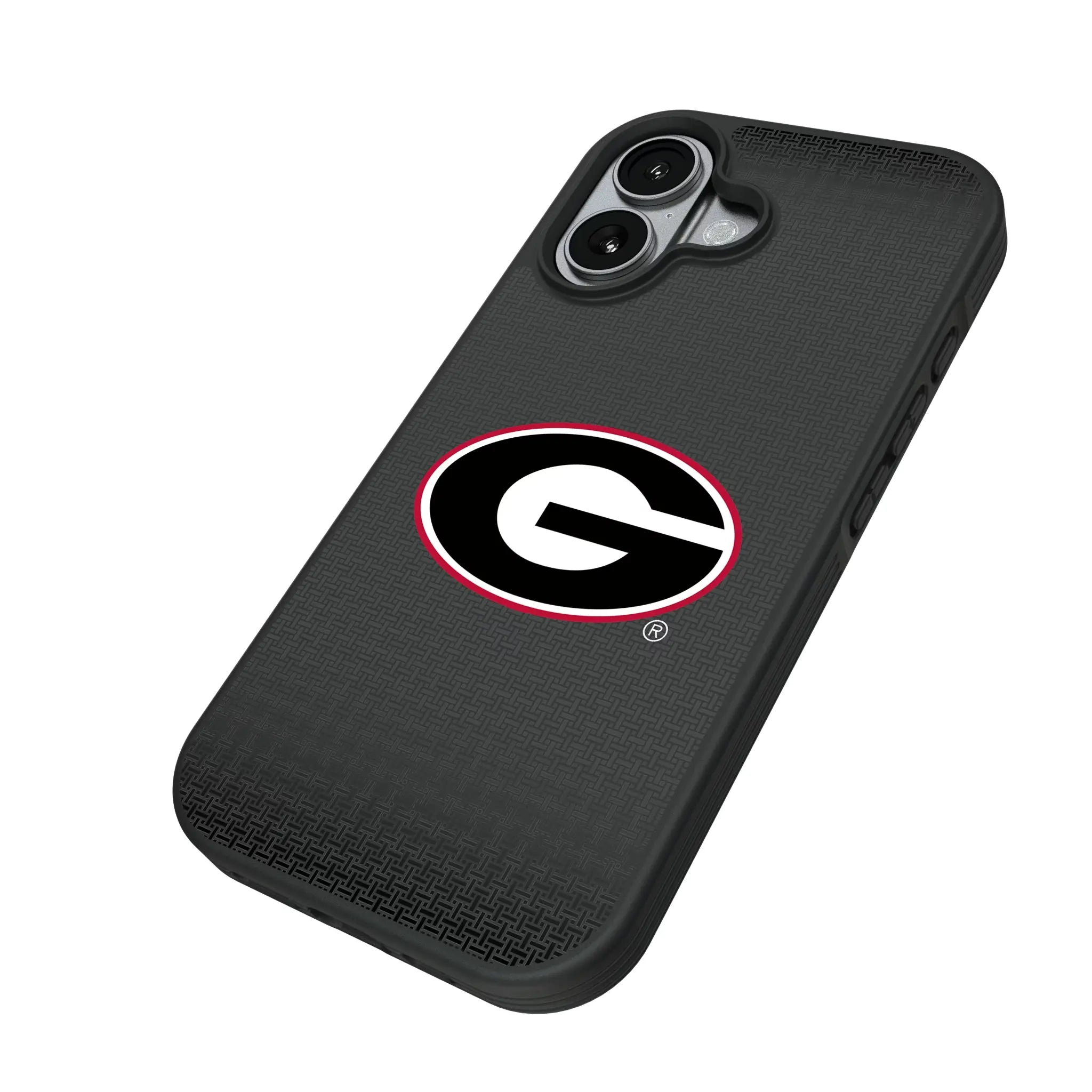 University of Georgia Bulldogs Linen iPhone Bump Phone Case for Apple iPhone - Isometric View#Device_iPhone 17