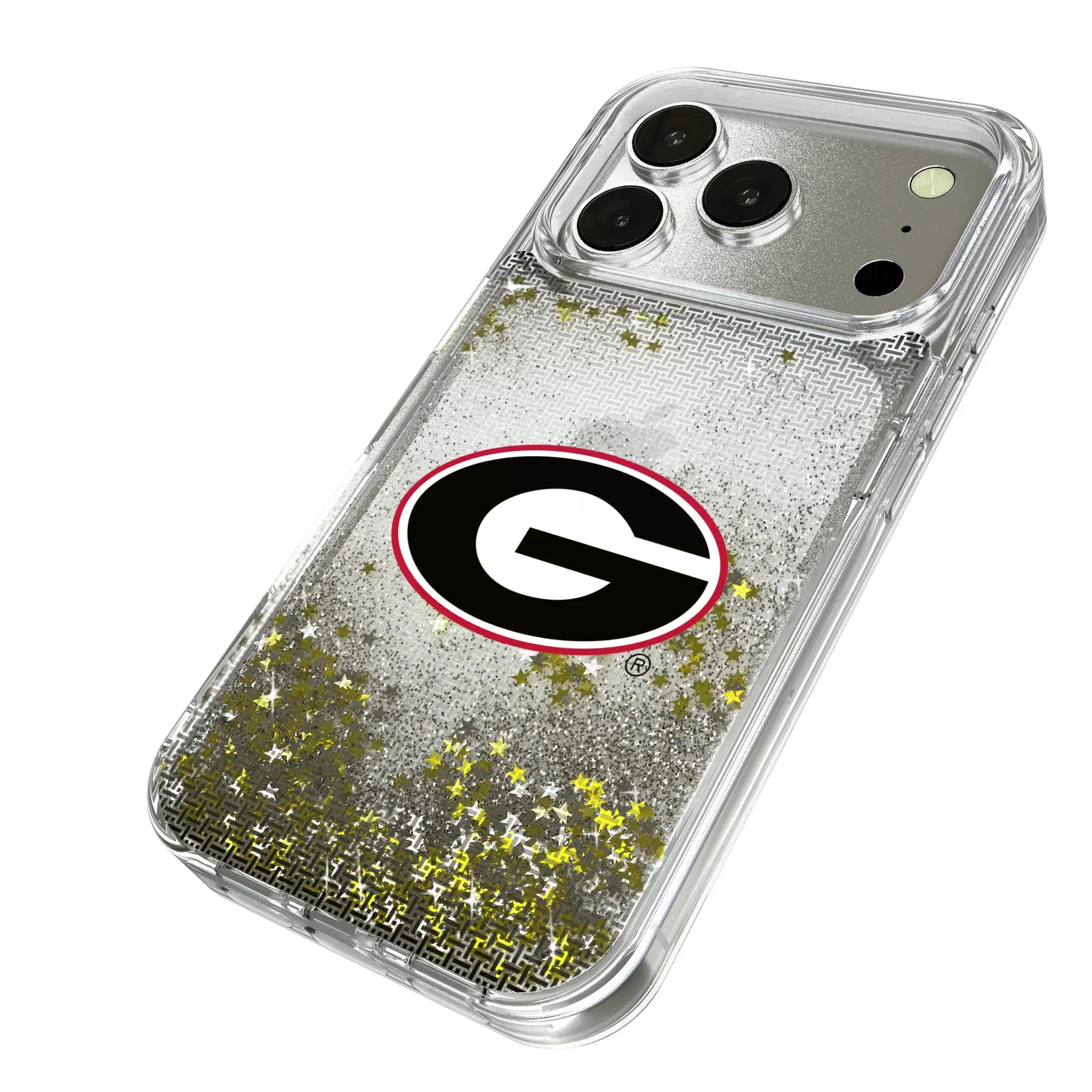University of Georgia Bulldogs Linen iPhone Glitter Phone Case for Apple iPhone - Isometric View