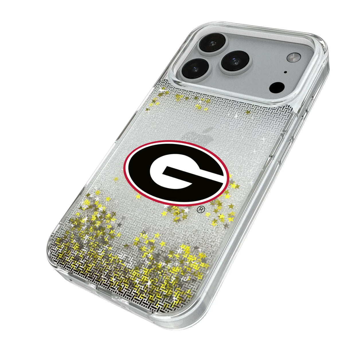 University of Georgia Bulldogs Linen iPhone Glitter Phone Case for Apple iPhone - Isometric View#Device_iPhone 18 Pro