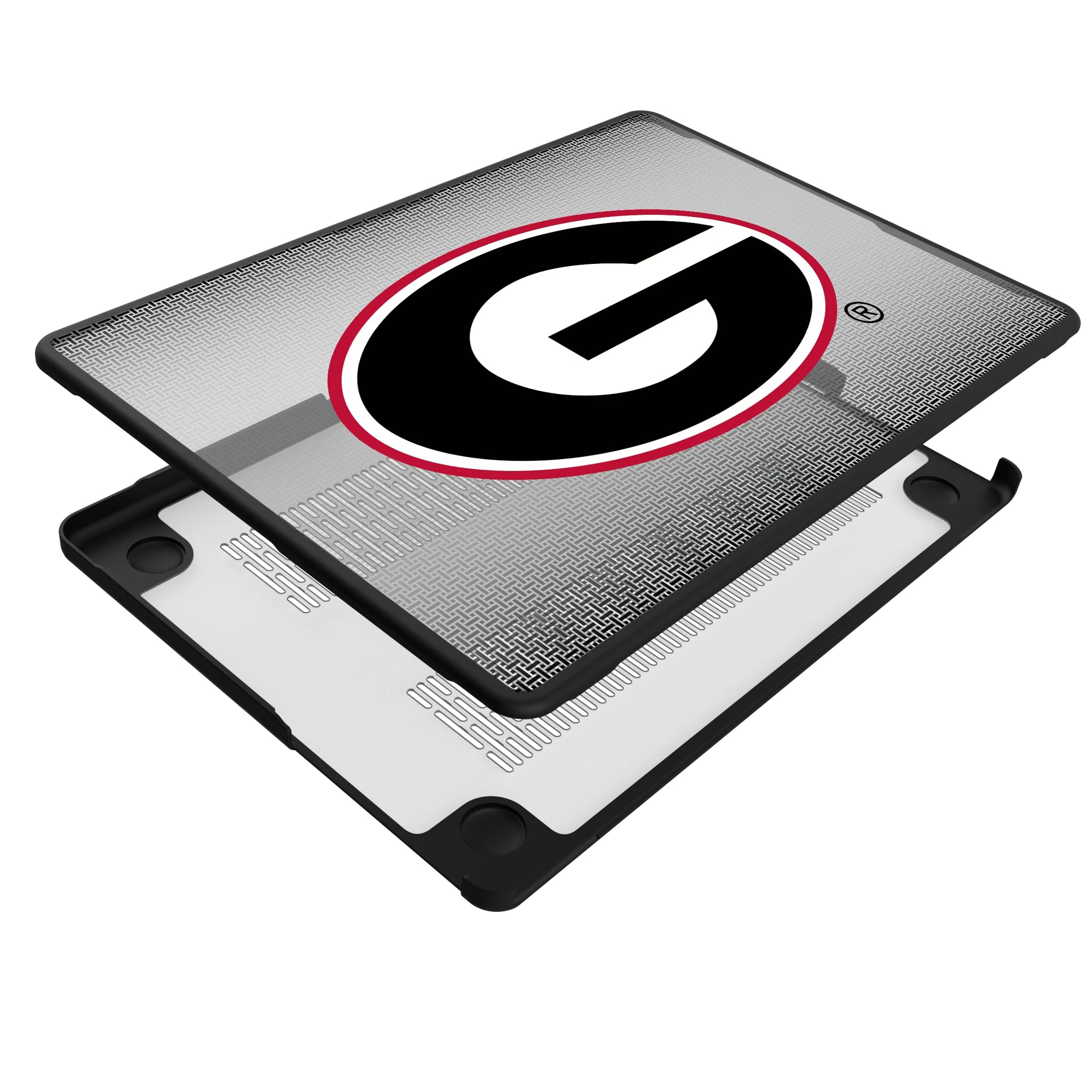 University of Georgia Bulldogs Linen MacBook Laptop Case for Apple MacBook - Isometric View#Device_MacBook Pro (14-inch, 2021) / MacBook Pro (14-inch, 2023) / MacBook Pro (14-inch, 2024)