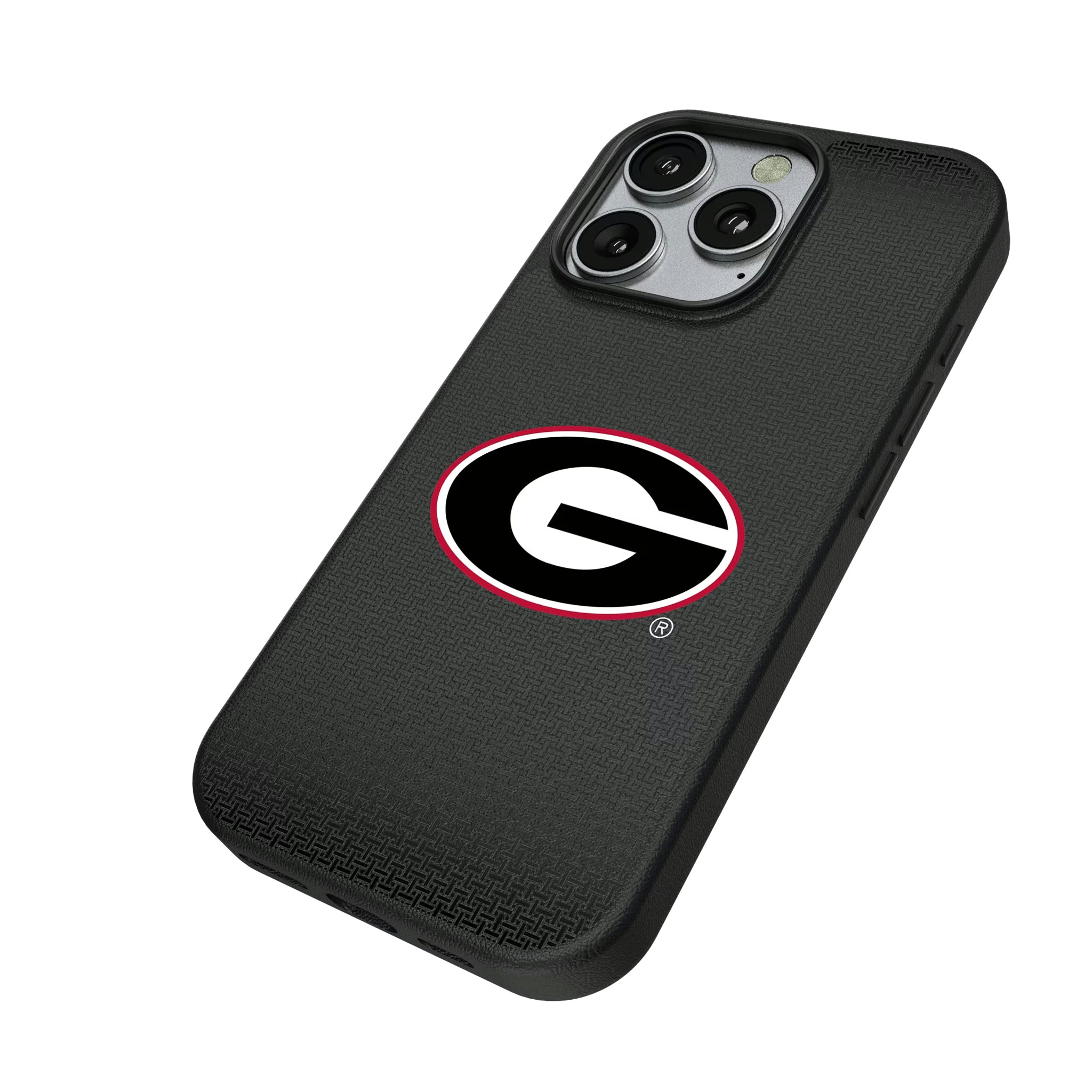 University of Georgia Bulldogs Linen iPhone MagSafe Compatible Phone Case for Apple iPhone - Isometric View