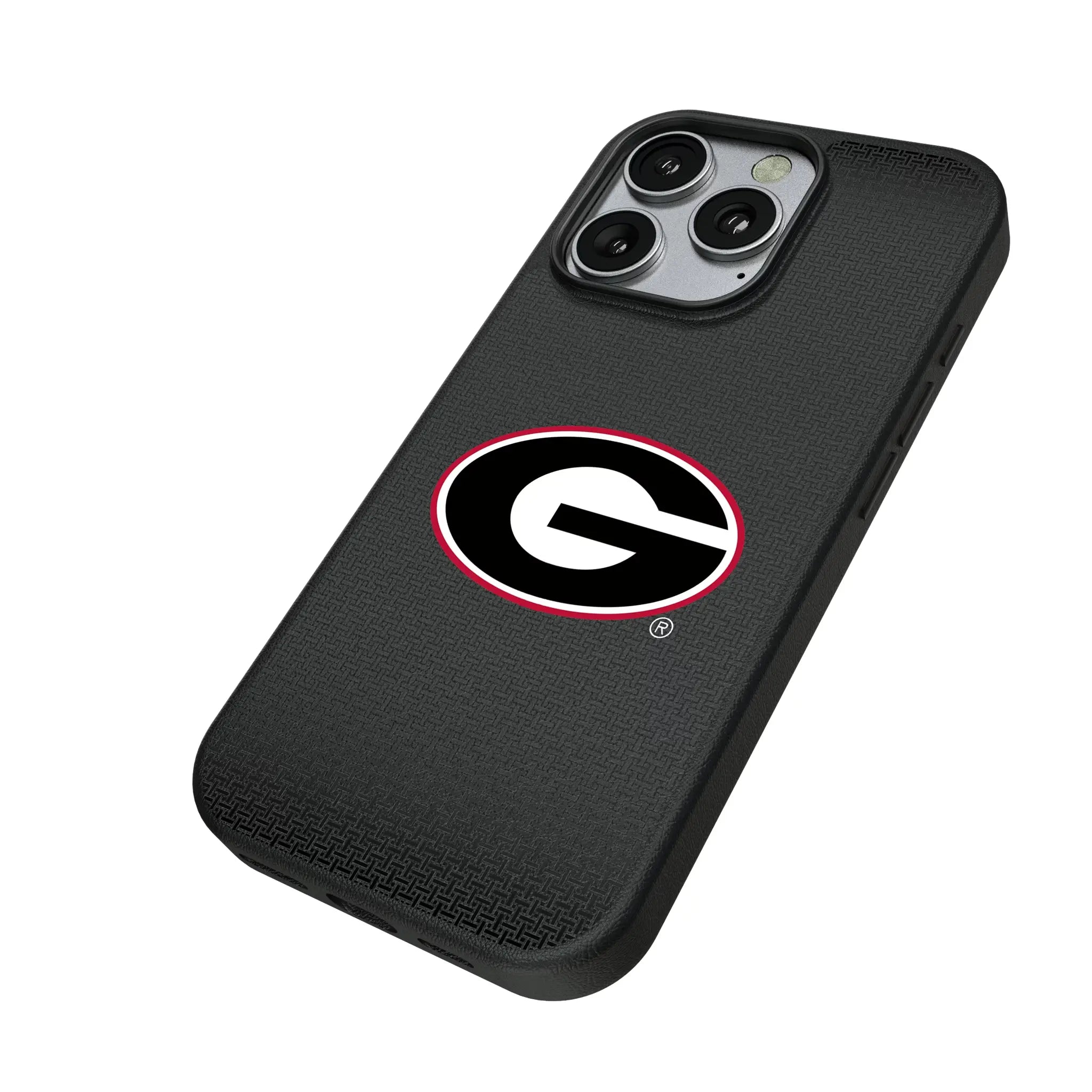 University of Georgia Bulldogs Linen iPhone MagSafe Compatible Phone Case for Apple iPhone - Isometric View
