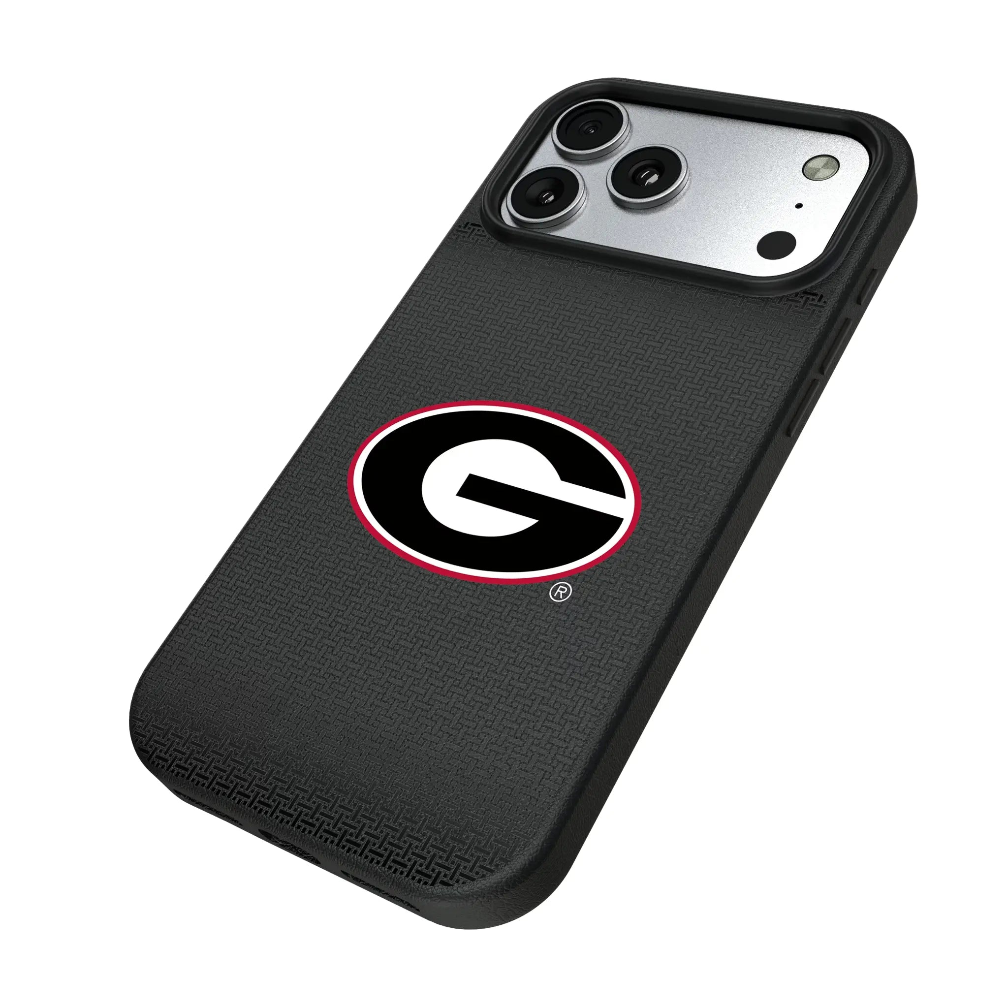 University of Georgia Bulldogs Linen iPhone MagSafe Compatible Phone Case for Apple iPhone - Isometric View#Device_iPhone 17 Pro Max
