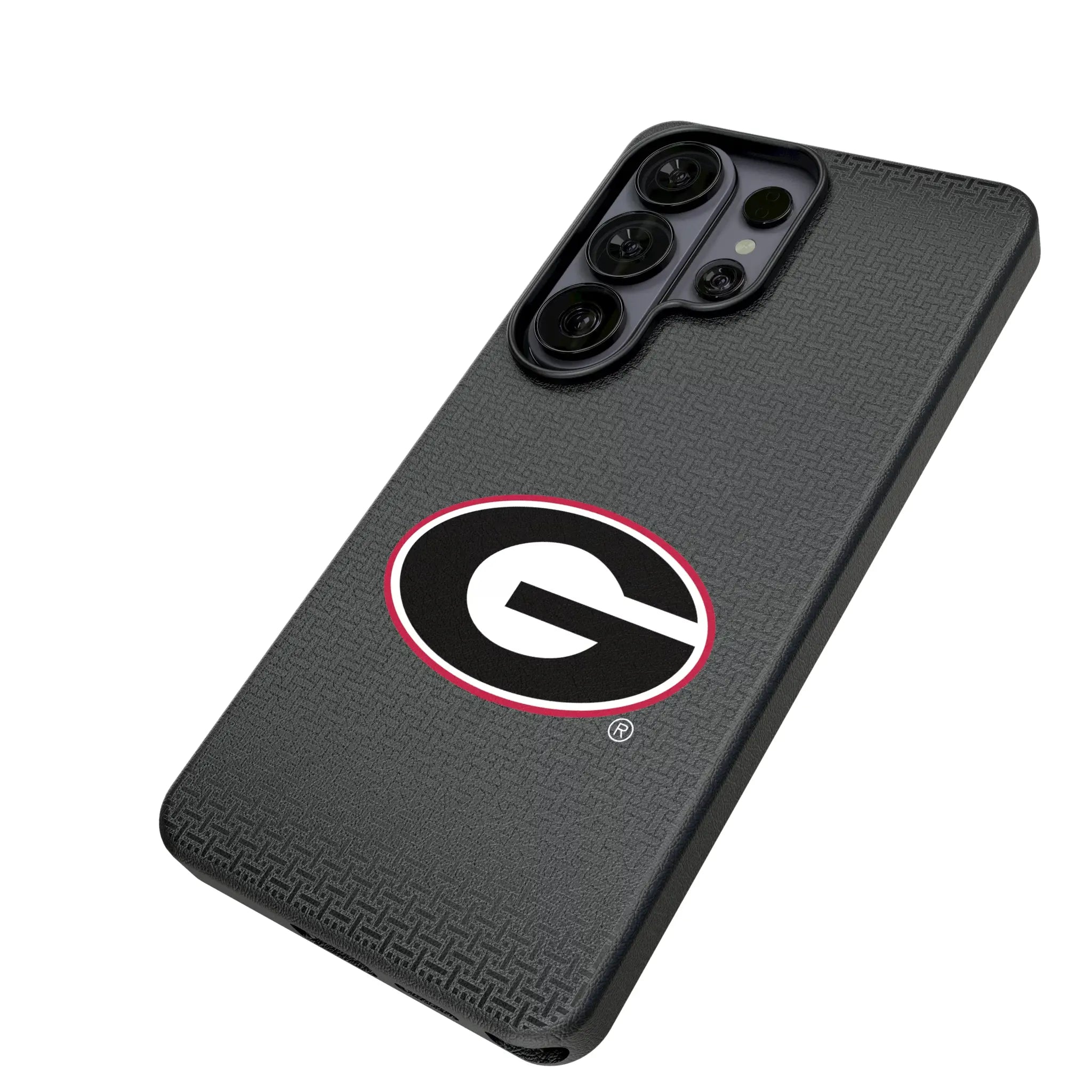 University of Georgia Bulldogs Linen Galaxy MagSafe Compatible Phone Case for Samsung Galaxy - Isometric View#Device_Galaxy S26 Ultra