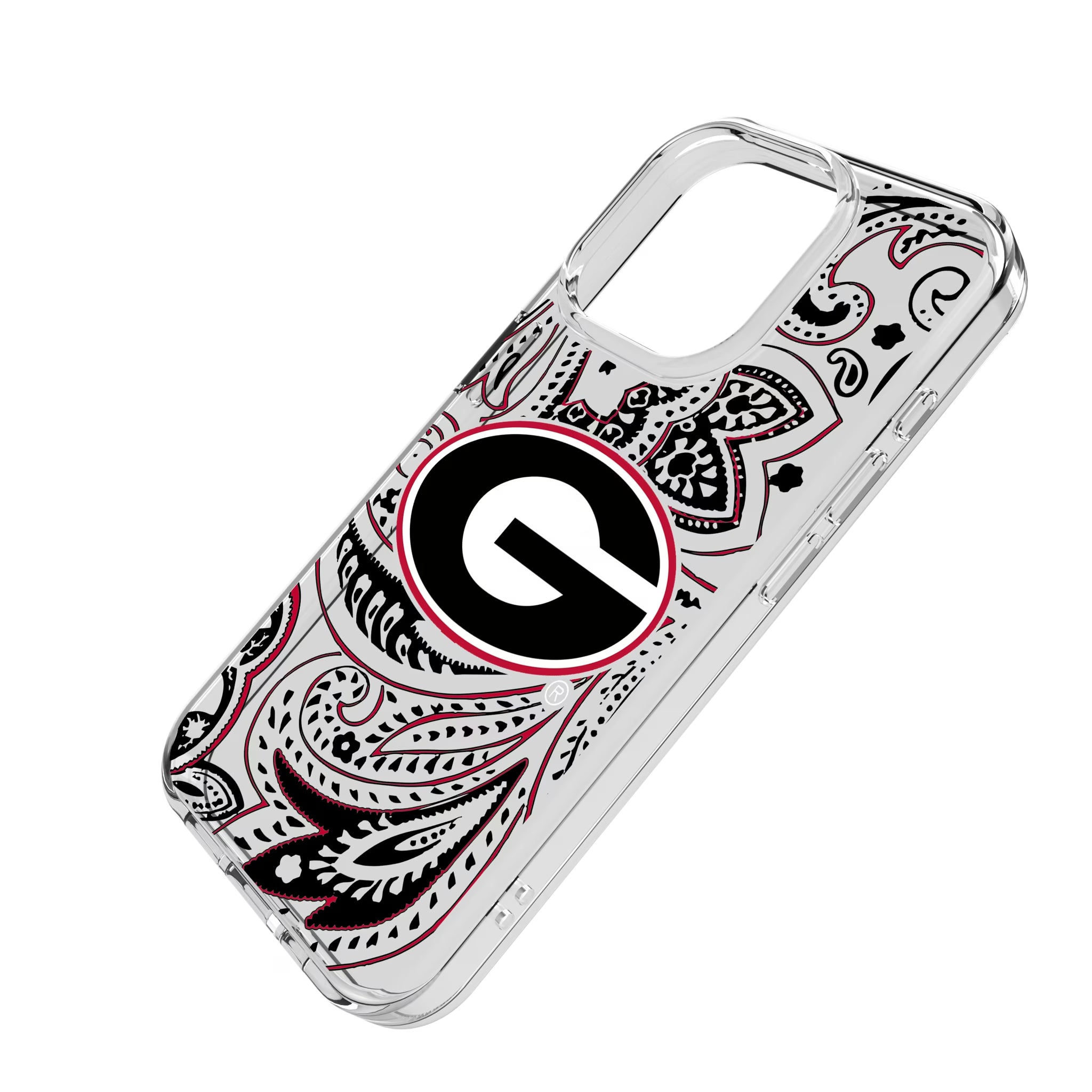 University of Georgia Bulldogs Paisley iPhone Clear Phone Case for Apple iPhone - Isometric View