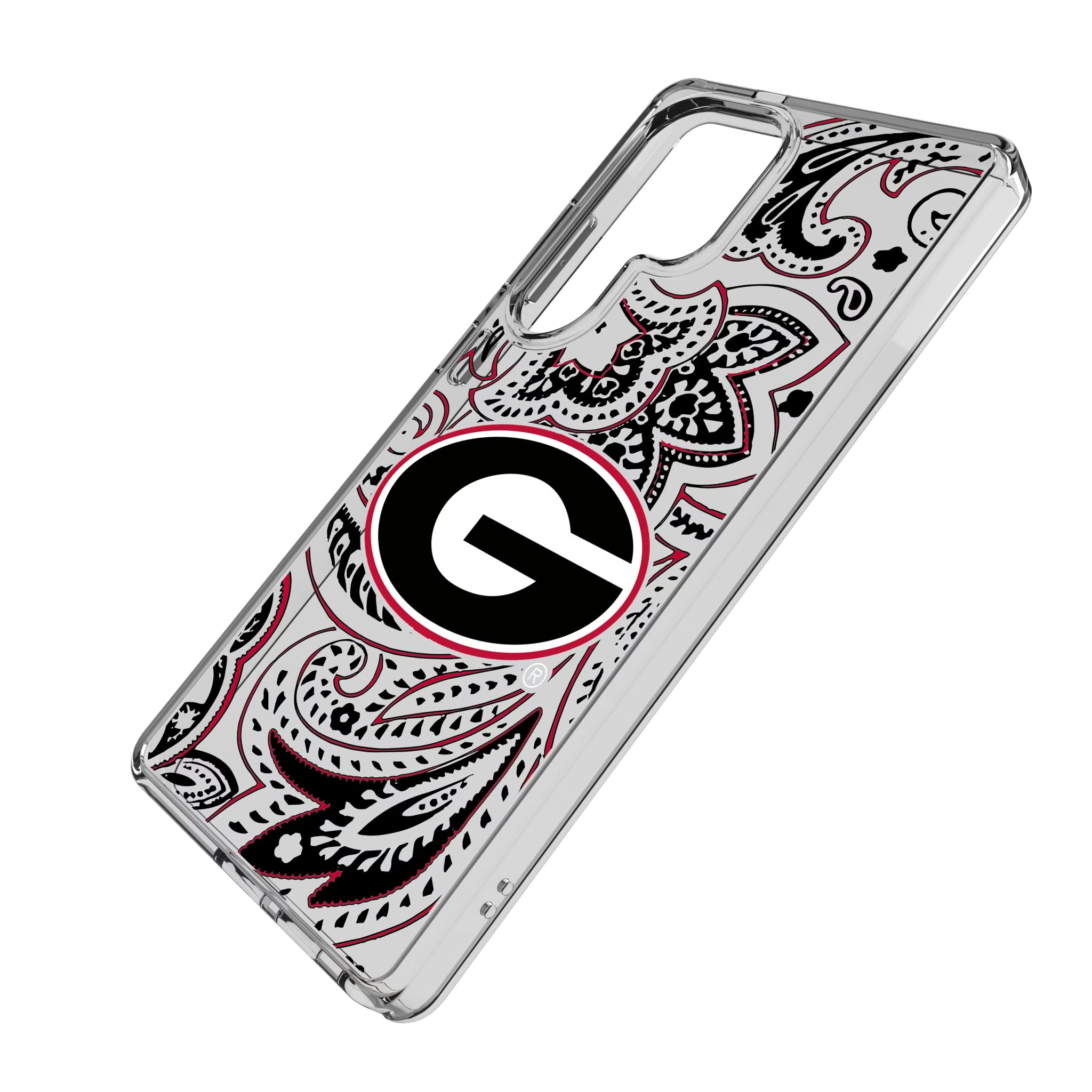 University of Georgia Bulldogs Paisley Galaxy Clear Phone Case for Samsung Galaxy - Isometric View