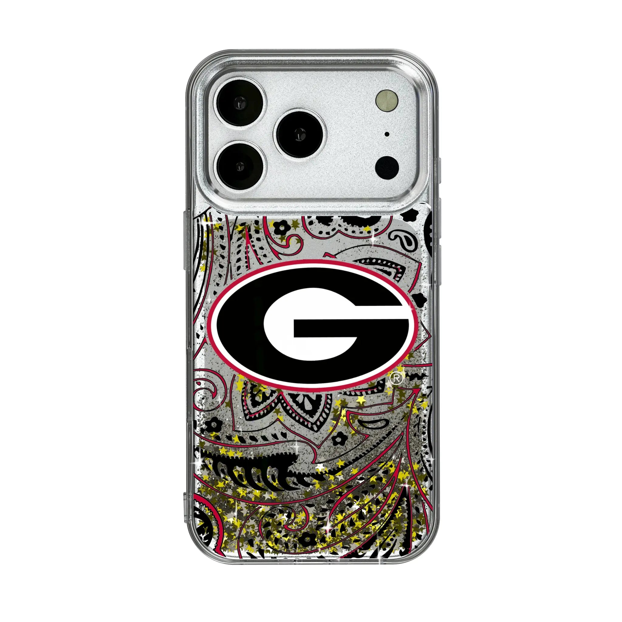 University of Georgia Bulldogs Paisley iPhone Glitter Phone Case for Apple iPhone