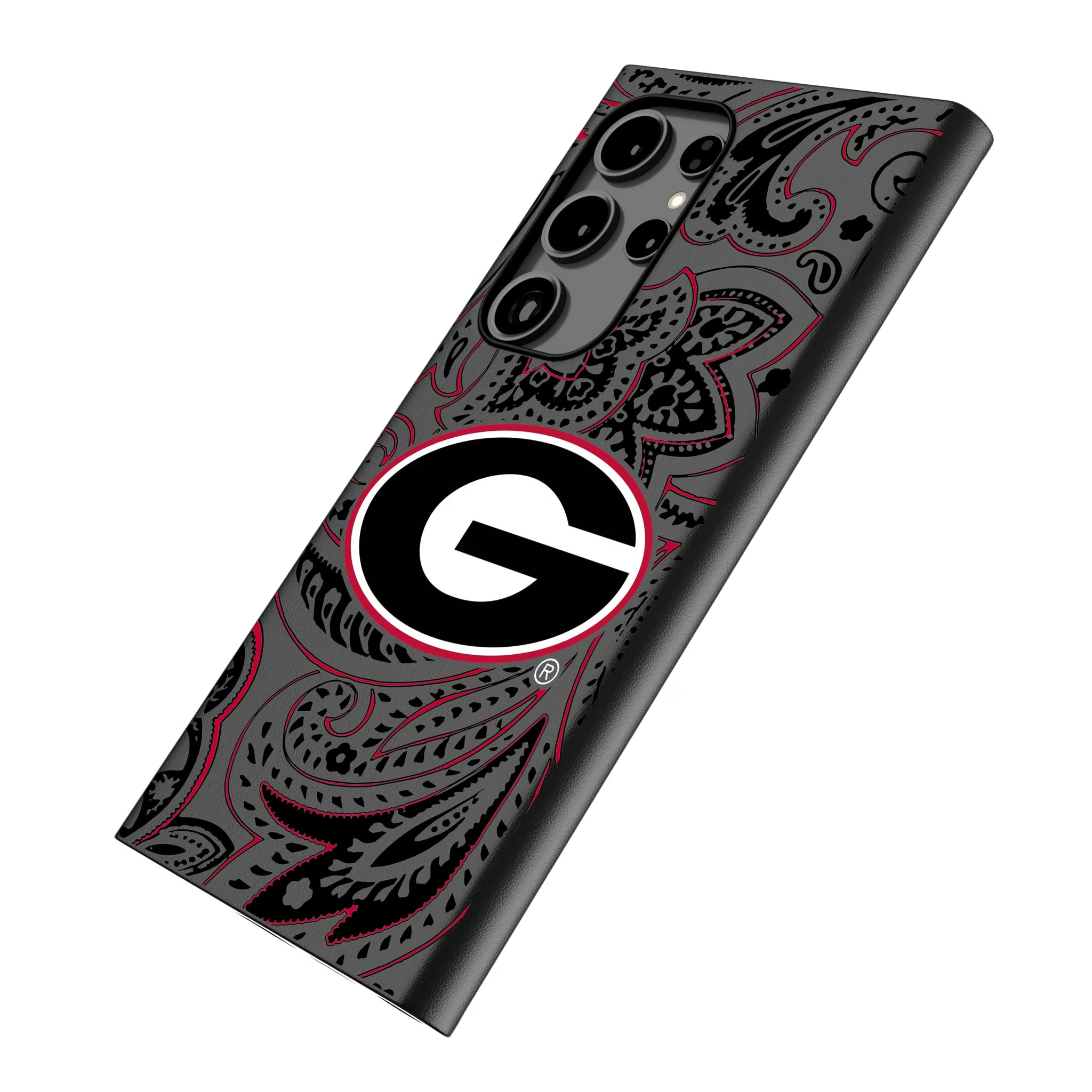 University of Georgia Bulldogs Paisley Galaxy MagSafe Compatible Phone Case for Samsung Galaxy - Isometric View