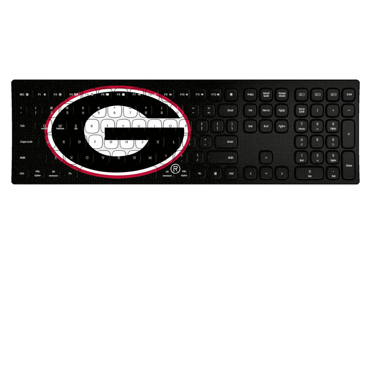 University of Georgia Bulldogs Solid KKB605 Curved Wireless Keyboard