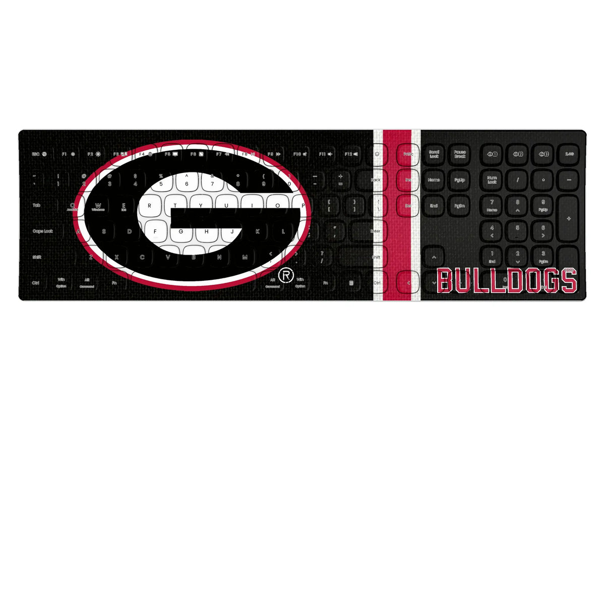University of Georgia Bulldogs Stripe KKB605 Curved Wireless Keyboard