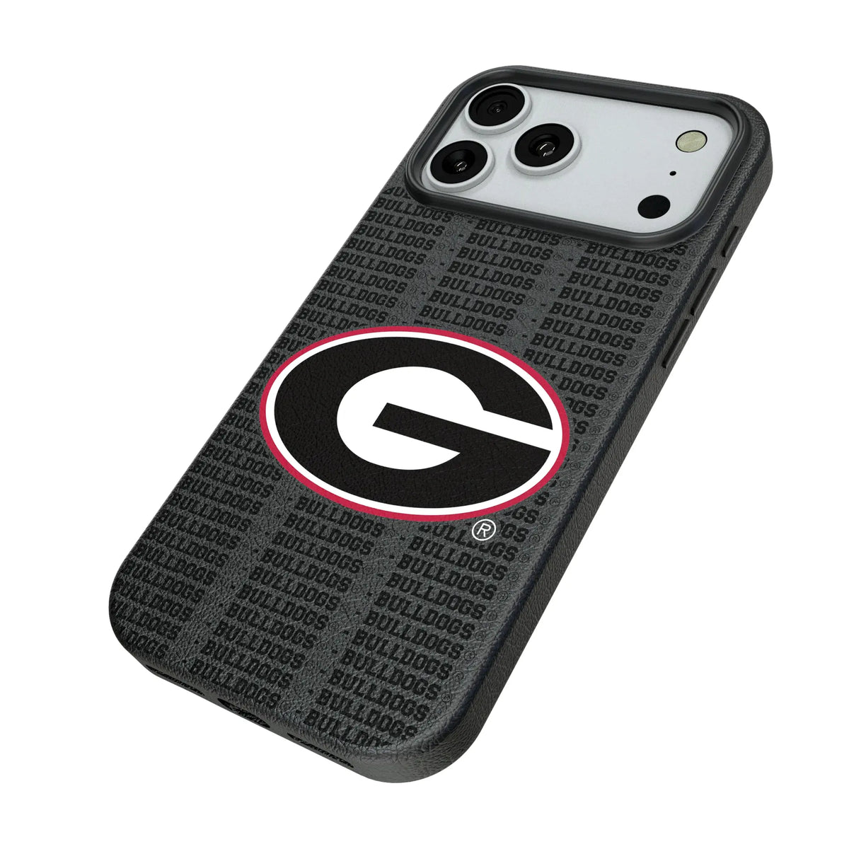 University of Georgia Bulldogs Text Backdrop iPhone MagSafe Compatible Phone Case for Apple iPhone - Isometric View#Device_iPhone 18 Pro Max