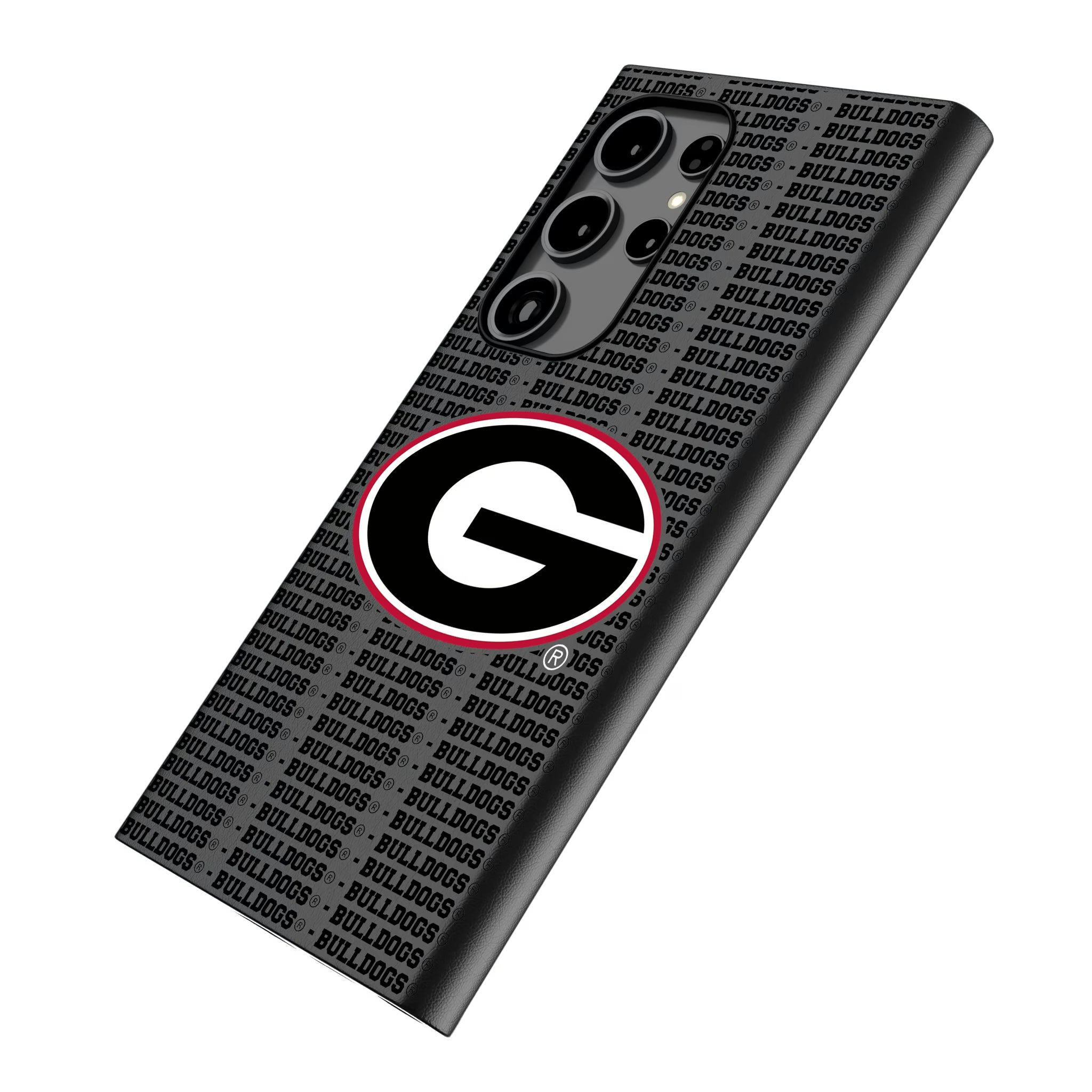 University of Georgia Bulldogs Text Backdrop Galaxy MagSafe Compatible Phone Case for Samsung Galaxy - Isometric View