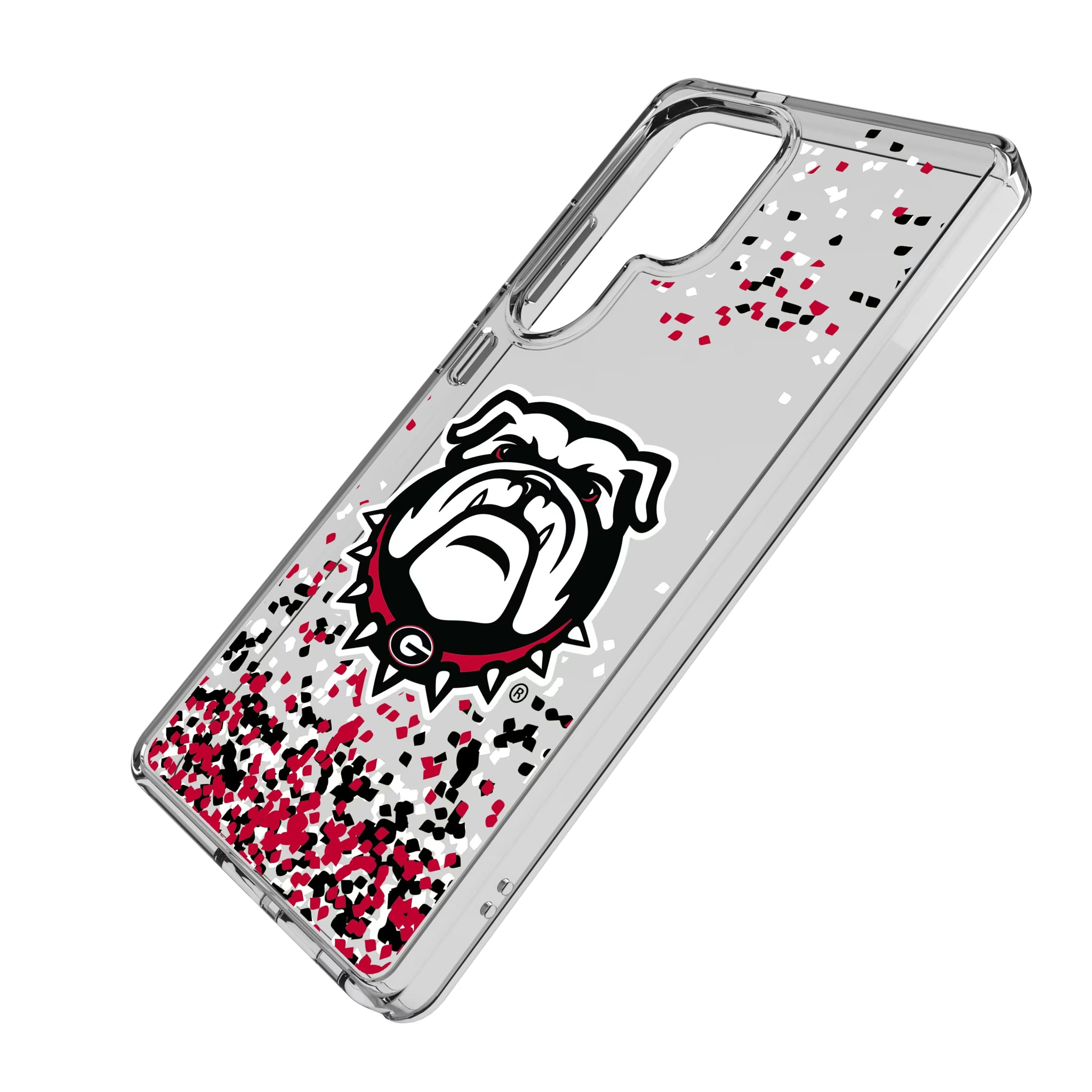 University of Georgia Bulldogs Uga Confetti Galaxy Clear Phone Case for Samsung Galaxy - Isometric View