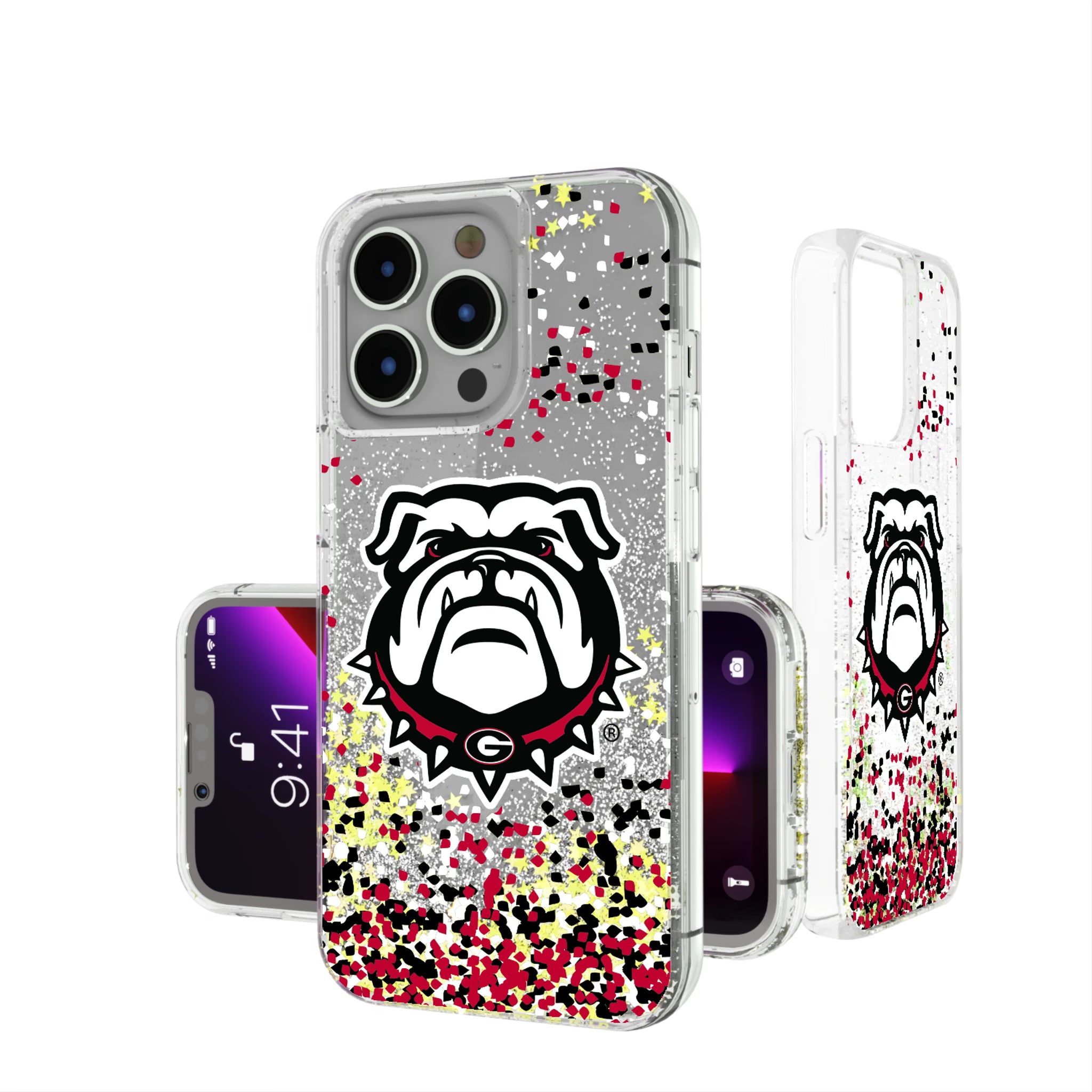 University of Georgia Bulldogs Uga Confetti iPhone Glitter Phone Case for Apple iPhone