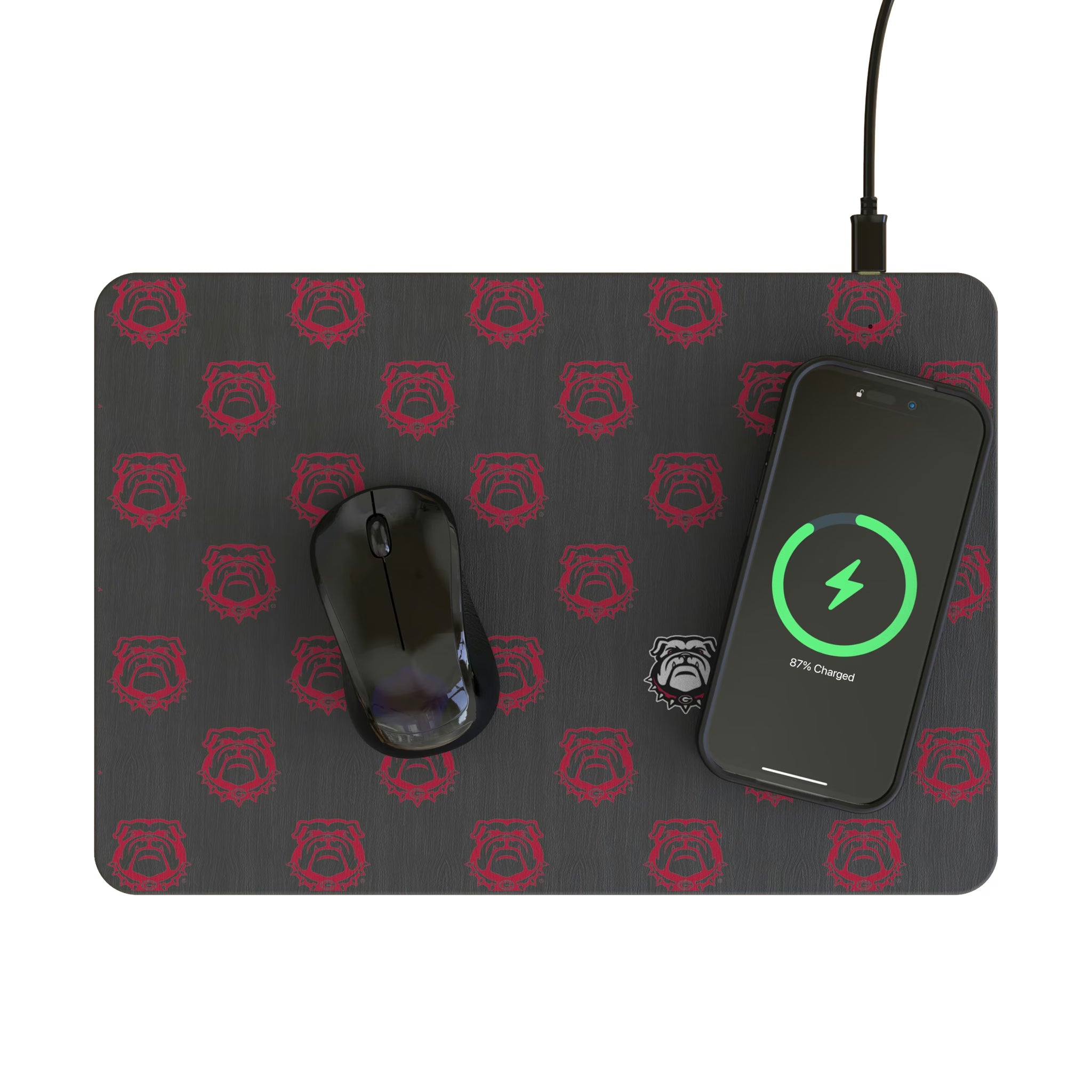 University of Georgia Bulldogs Uga Fashion Pattern 15-Watt Wireless Charger and Mouse Pad - Lifestyle