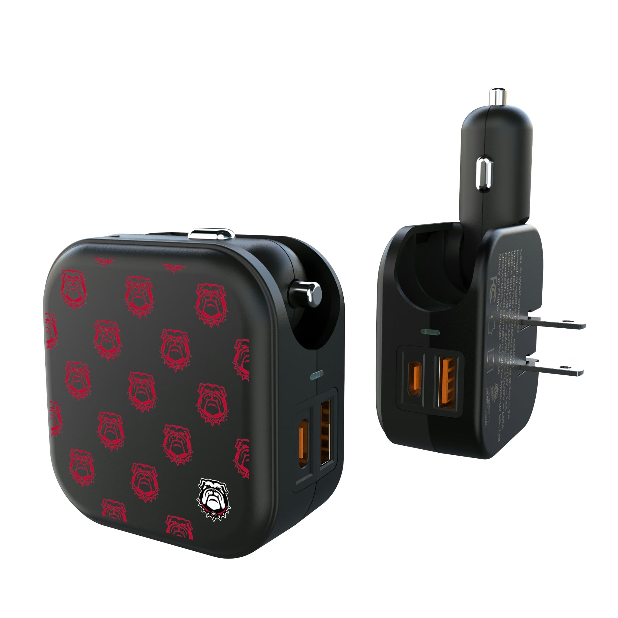 University of Georgia Bulldogs Uga Fashion Pattern 2 in 1 USB A/C Charger