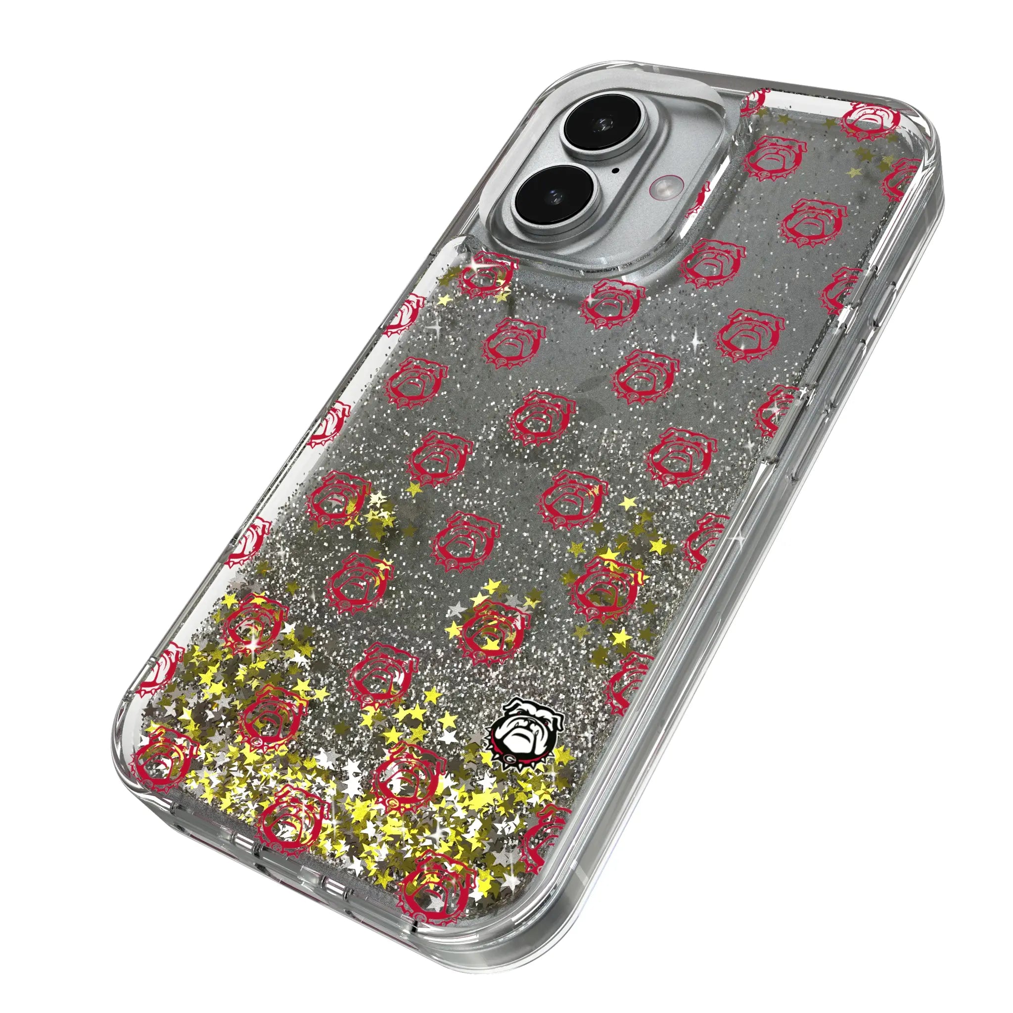 University of Georgia Bulldogs Uga Fashion Pattern iPhone Glitter Phone Case for Apple iPhone - Isometric View