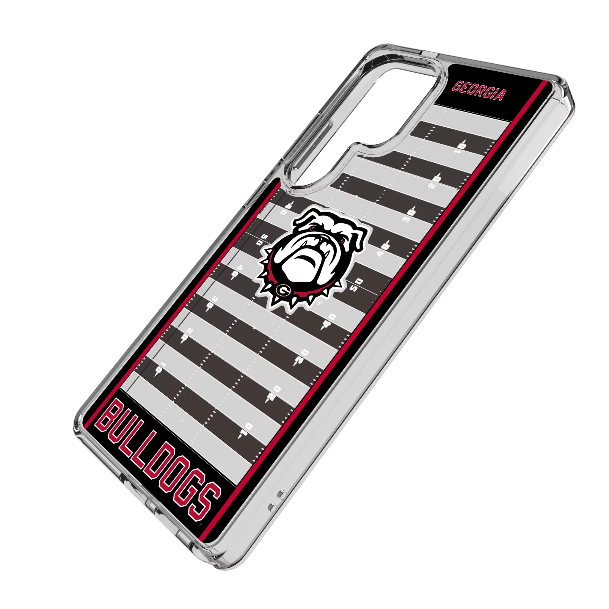 University of Georgia Bulldogs Uga Field Galaxy Clear Phone Case for Samsung Galaxy - Isometric View#Device_Galaxy S25 Ultra