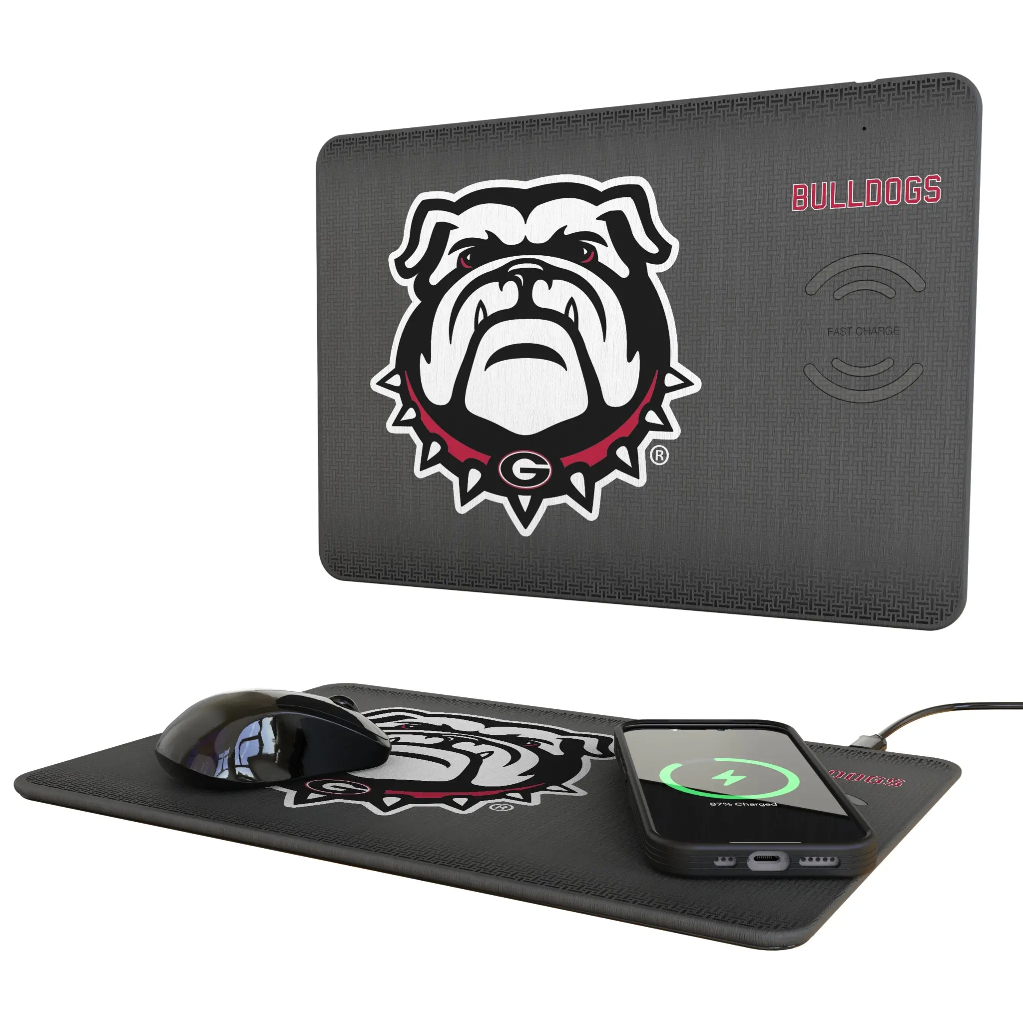 University of Georgia Bulldogs Uga Linen 15-Watt Wireless Charger and Mouse Pad