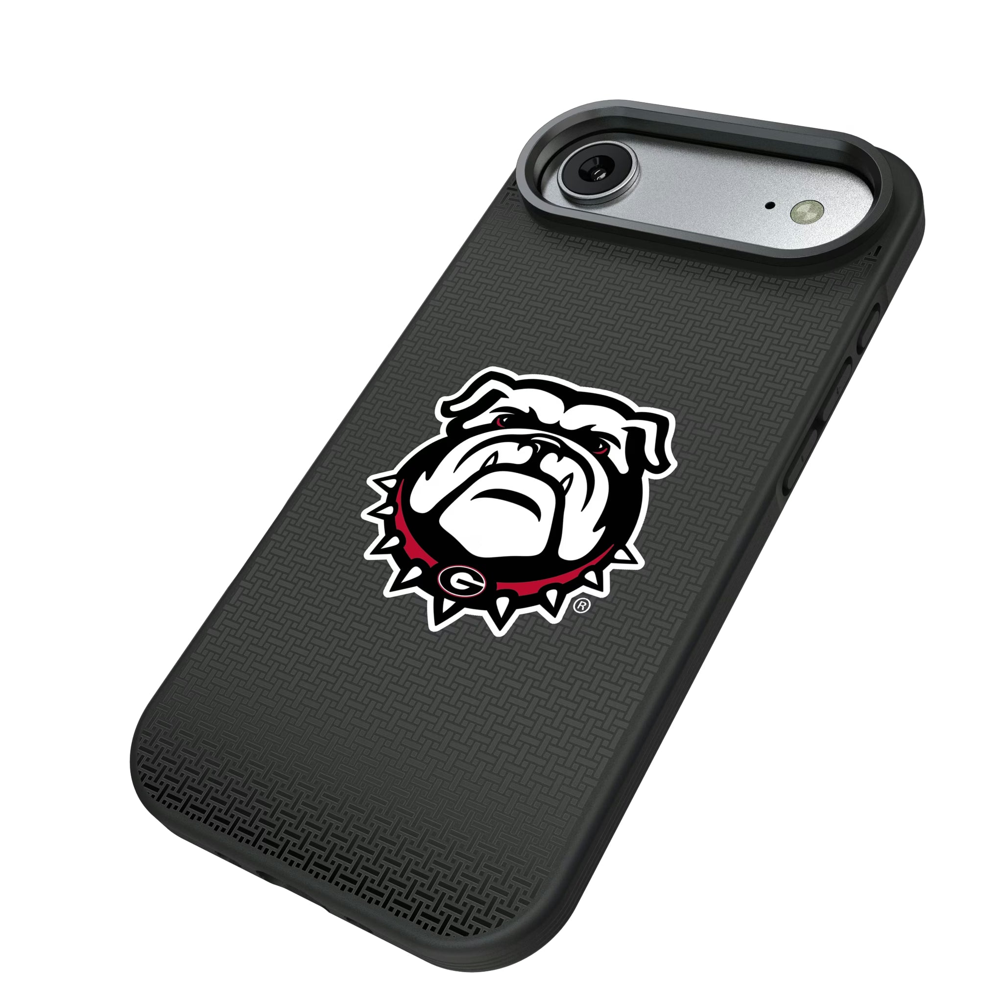 University of Georgia Bulldogs Uga Linen iPhone Bump Phone Case for Apple iPhone - Isometric View#Device_iPhone Air