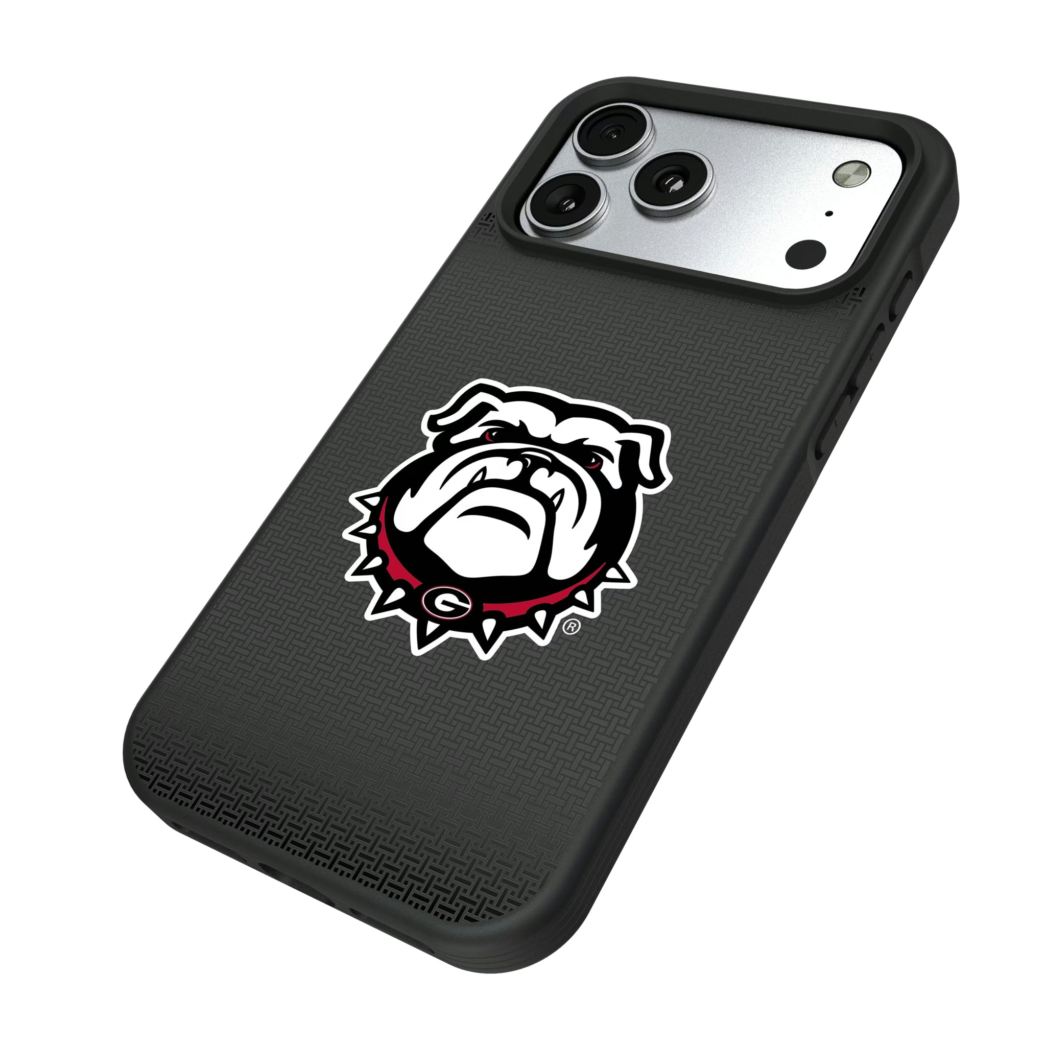 University of Georgia Bulldogs Uga Linen iPhone Bump Phone Case for Apple iPhone - Isometric View#Device_iPhone 17 Pro Max