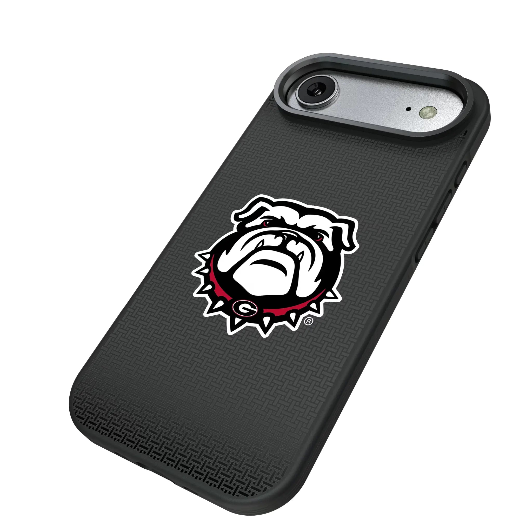 University of Georgia Bulldogs Uga Linen iPhone Bump Phone Case for Apple iPhone - Isometric View#Device_iPhone Air