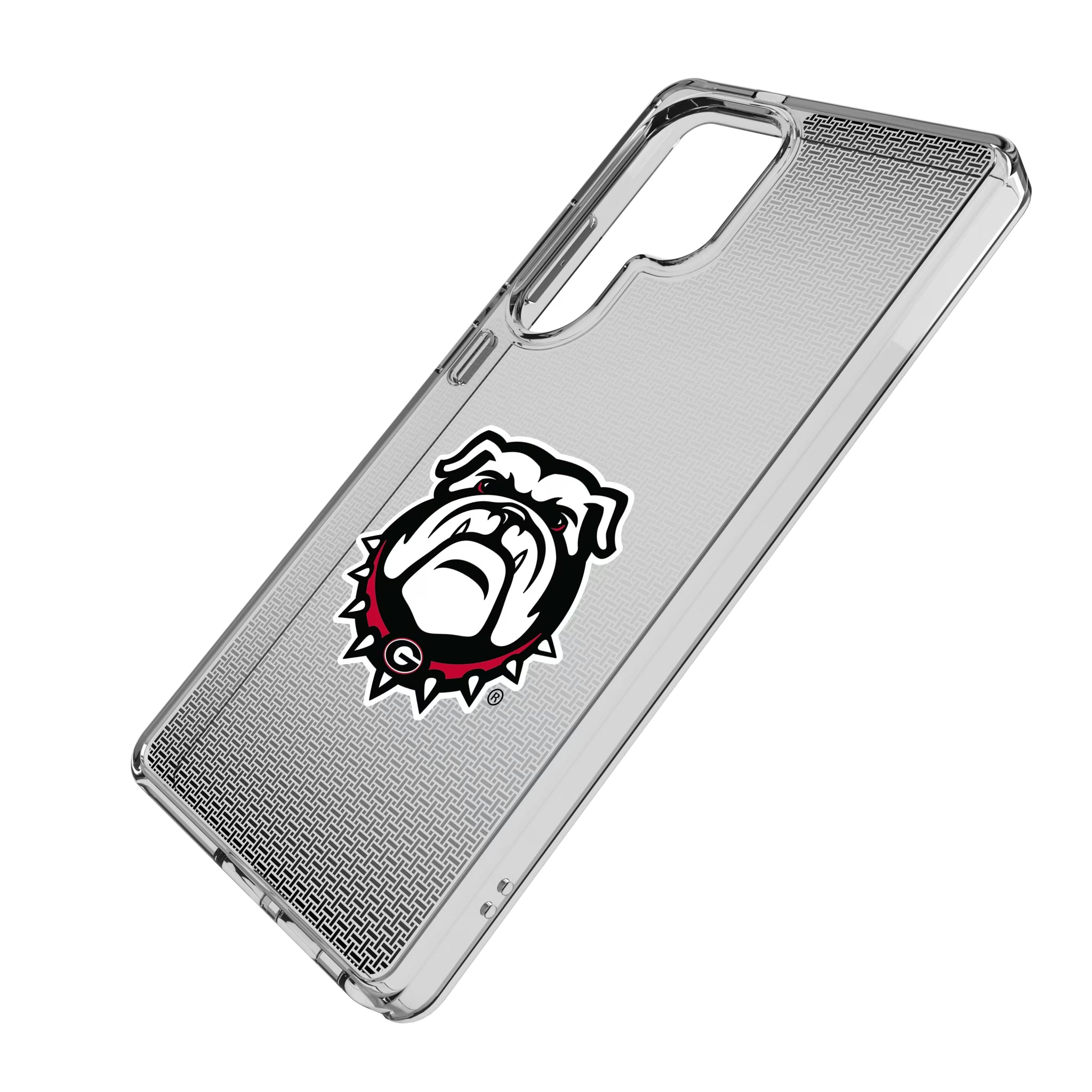 University of Georgia Bulldogs Uga Linen Galaxy Clear Phone Case for Samsung Galaxy - Isometric View
