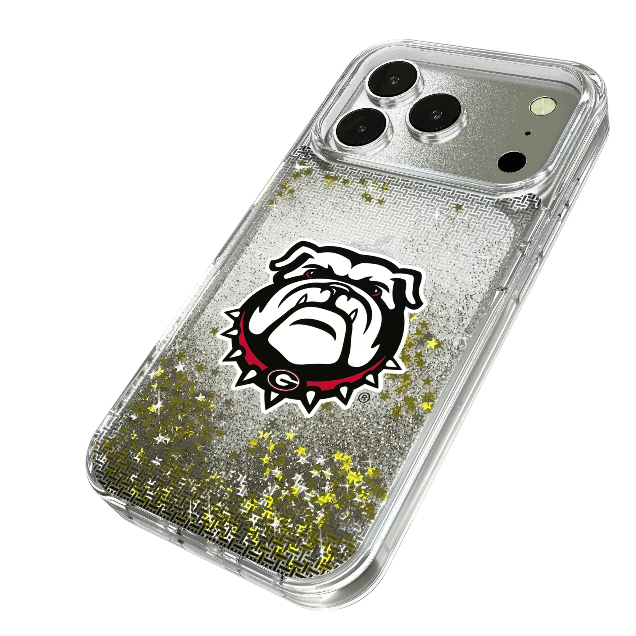 University of Georgia Bulldogs Uga Linen iPhone Glitter Phone Case for Apple iPhone - Isometric View