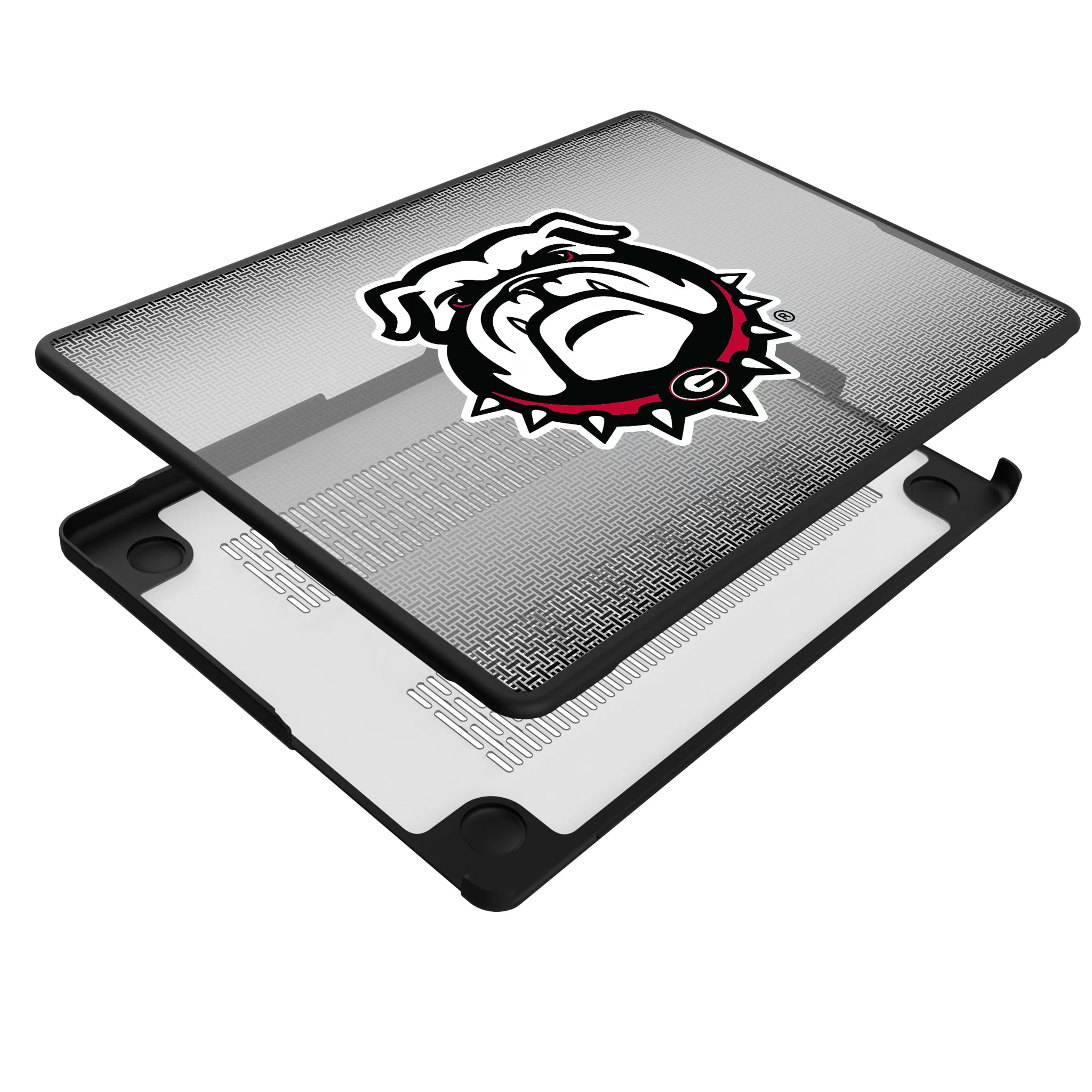 University of Georgia Bulldogs Uga Linen MacBook Laptop Case for Apple MacBook - Isometric View#Device_MacBook Pro (14-inch, 2021) / MacBook Pro (14-inch, 2023) / MacBook Pro (14-inch, 2024)