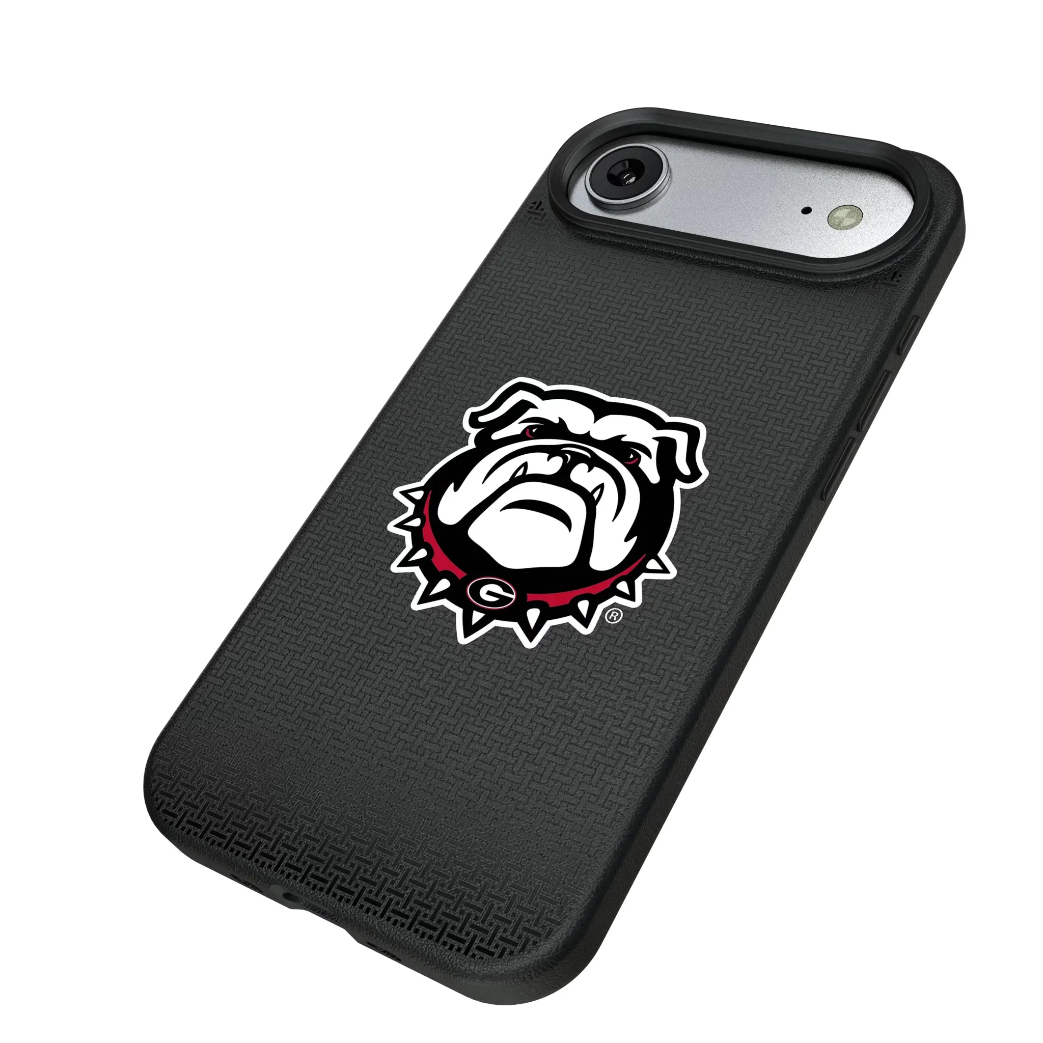 University of Georgia Bulldogs Uga Linen iPhone MagSafe Compatible Phone Case for Apple iPhone - Isometric View#Device_iPhone Air