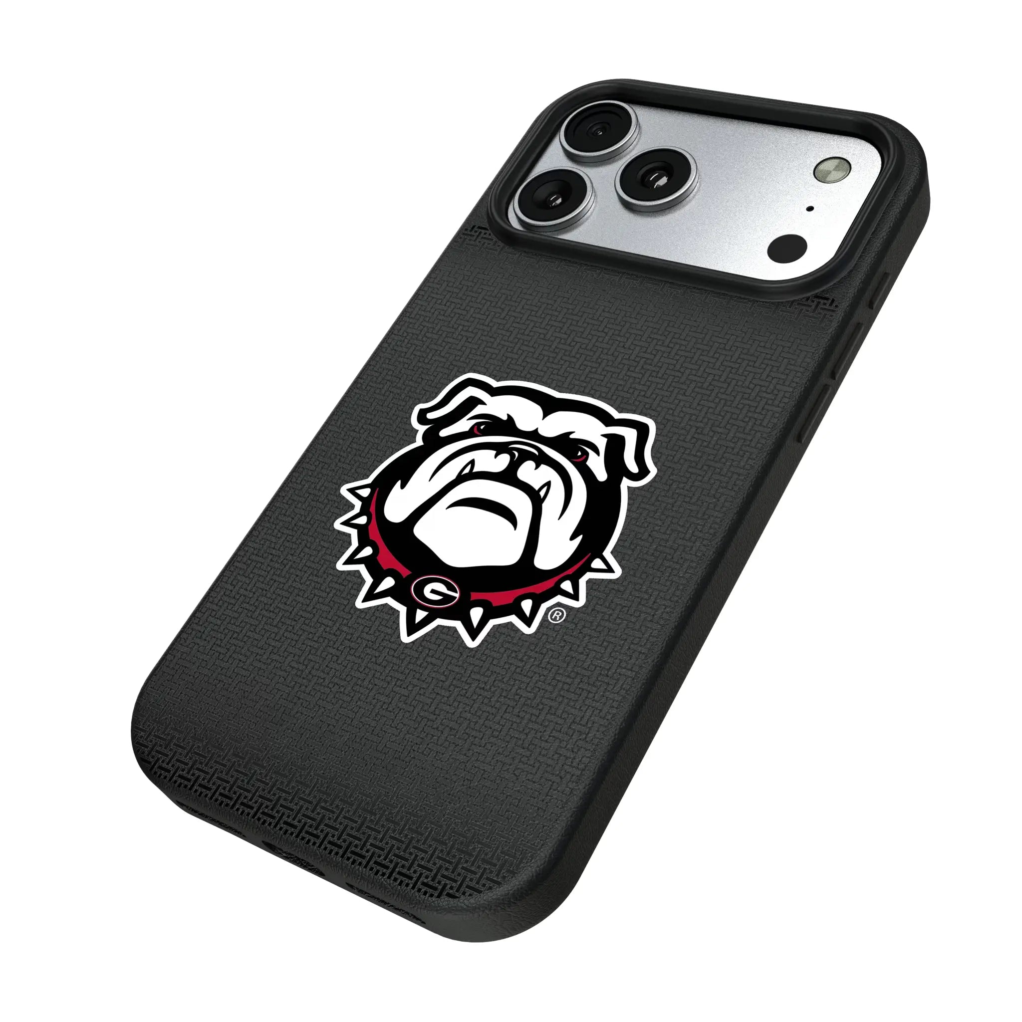 University of Georgia Bulldogs Uga Linen iPhone MagSafe Compatible Phone Case for Apple iPhone - Isometric View#Device_iPhone 17 Pro Max