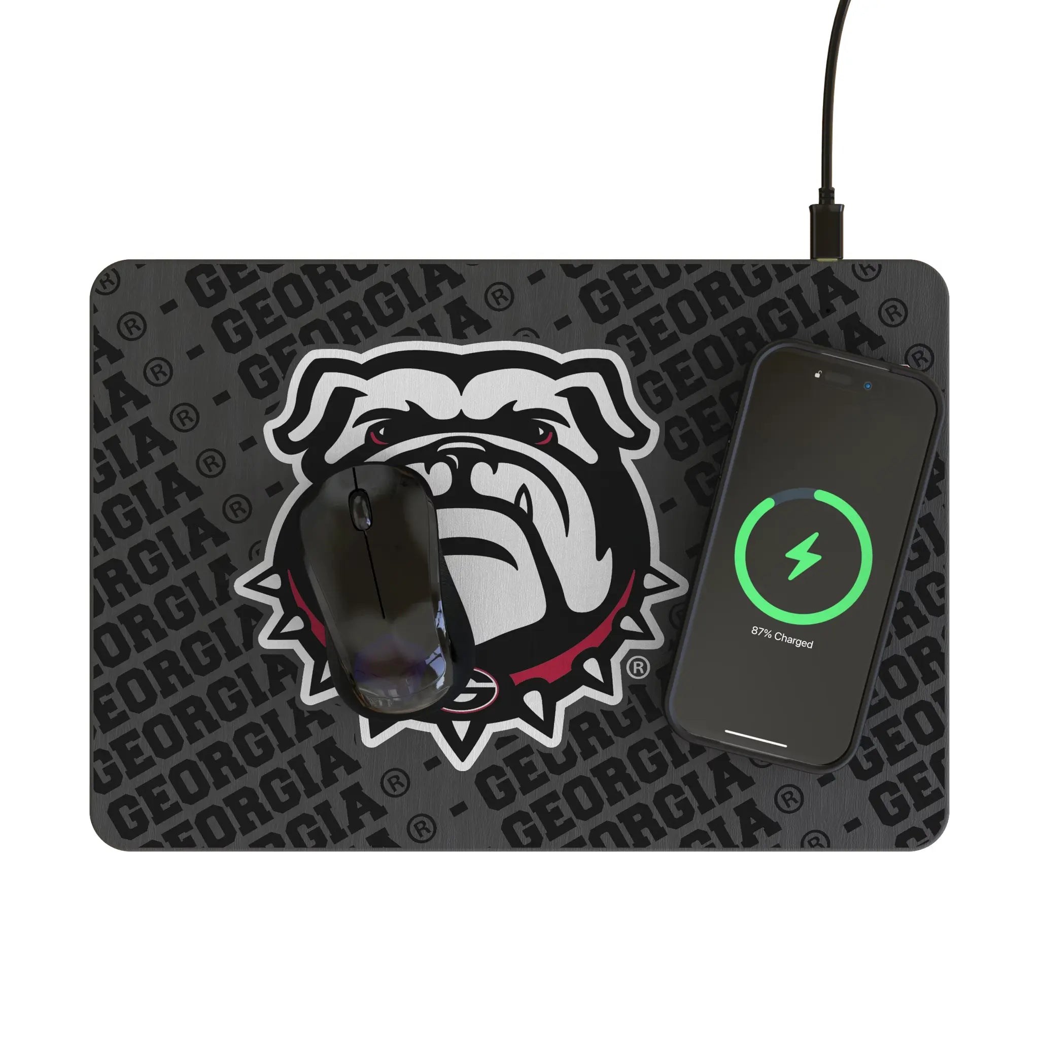 University of Georgia Bulldogs Uga Monocolor Tilt 15-Watt Wireless Charger and Mouse Pad - Lifestyle