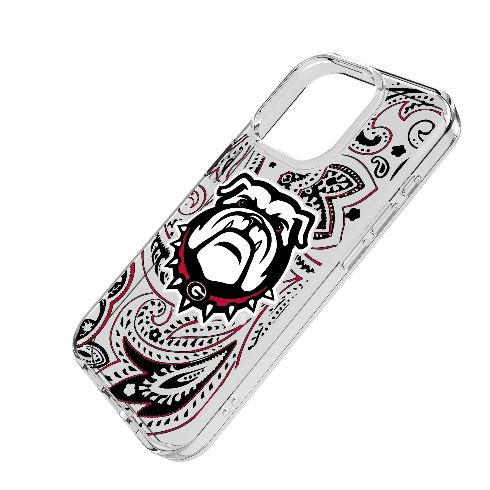 University of Georgia Bulldogs Uga Paisley iPhone Clear Phone Case for Apple iPhone - Isometric View