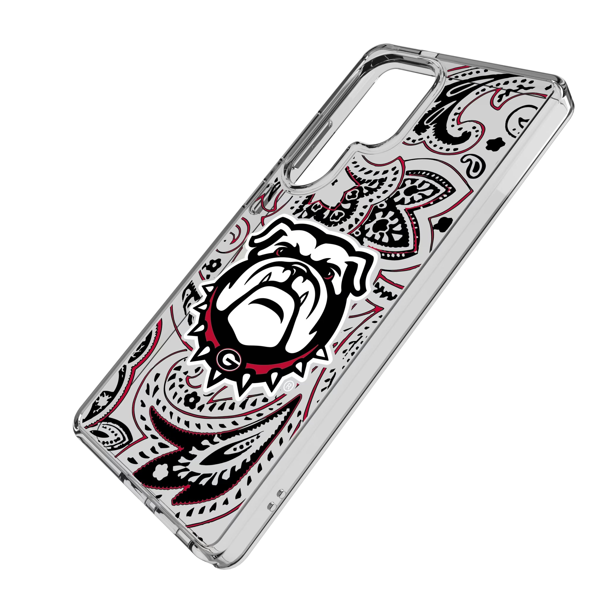 University of Georgia Bulldogs Uga Paisley Galaxy Clear Phone Case for Samsung Galaxy - Isometric View