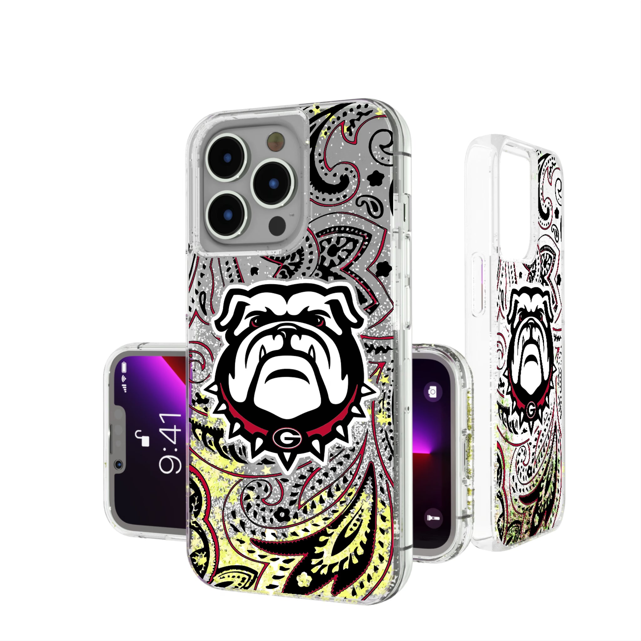 University of Georgia Bulldogs Uga Paisley iPhone Glitter Phone Case for Apple iPhone