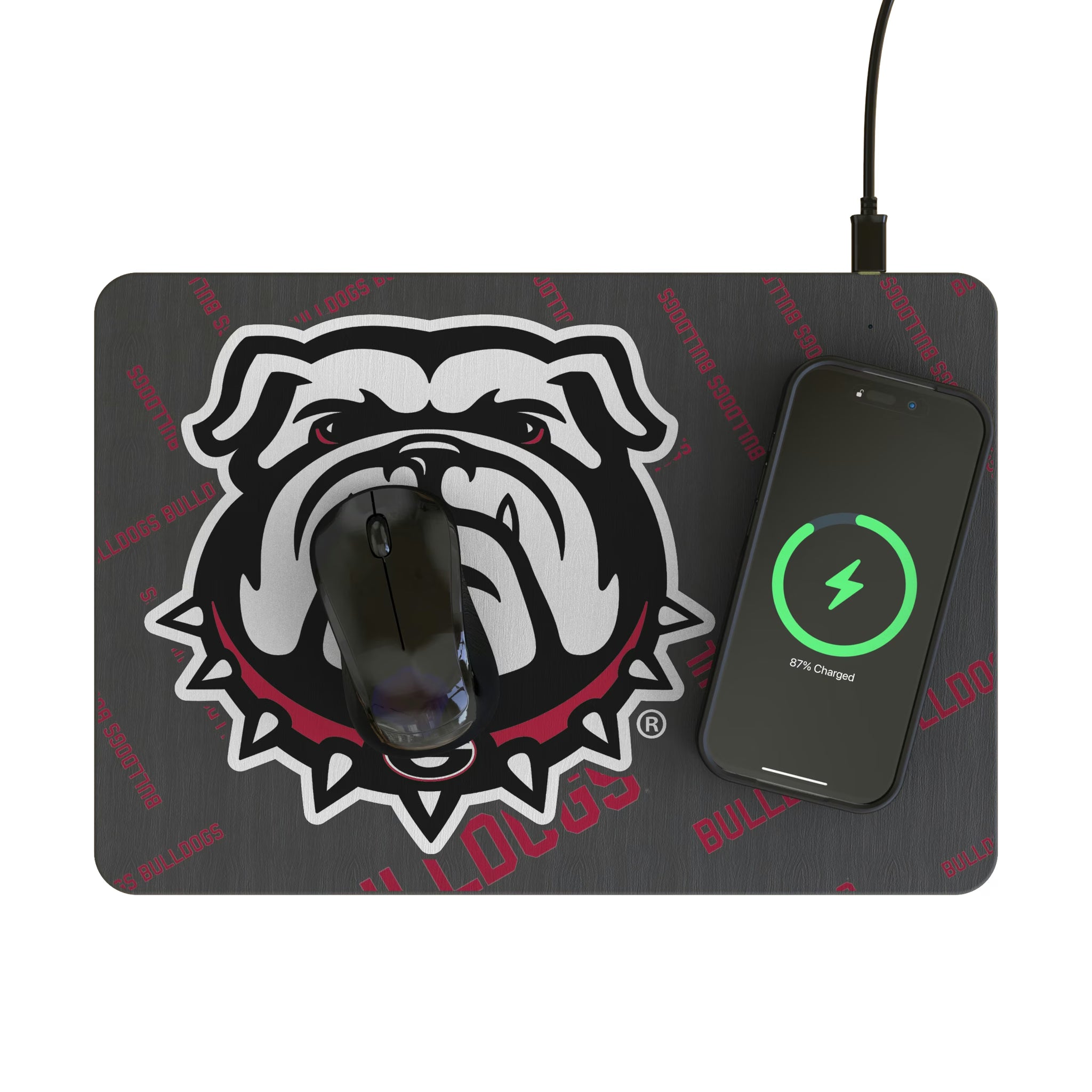 University of Georgia Bulldogs Uga Quadtile 15-Watt Wireless Charger and Mouse Pad - Lifestyle