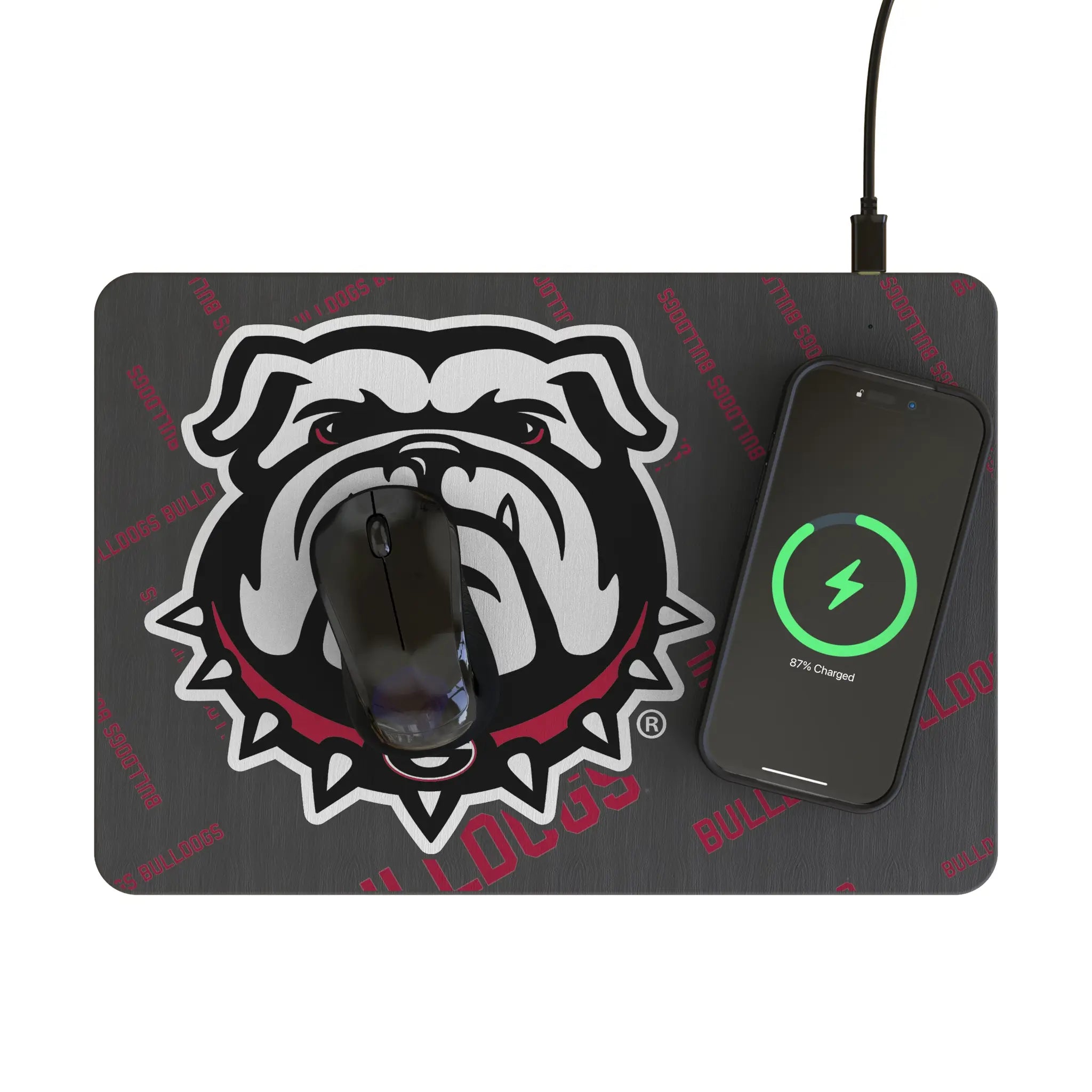University of Georgia Bulldogs Uga Quadtile 15-Watt Wireless Charger and Mouse Pad - Lifestyle