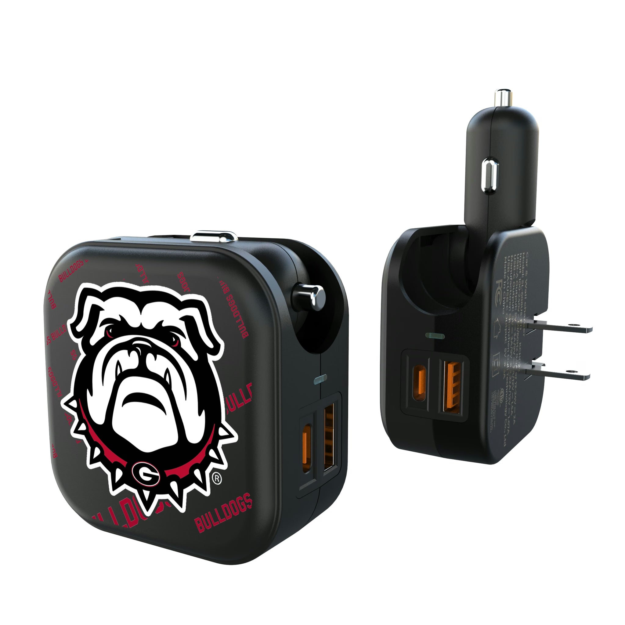 University of Georgia Bulldogs Uga Quadtile 2 in 1 USB A/C Charger