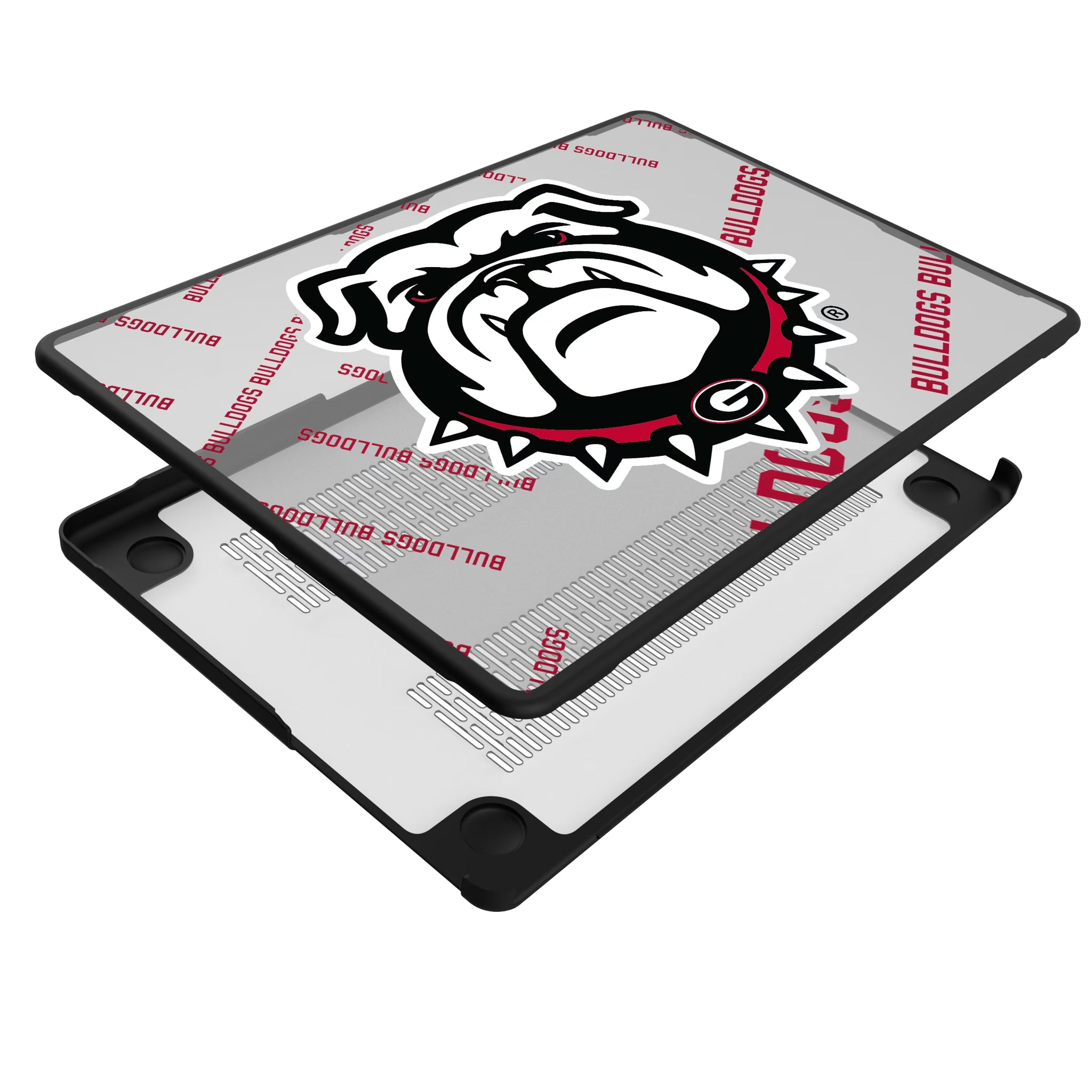 University of Georgia Bulldogs Uga Quadtile MacBook Laptop Case for Apple MacBook - Isometric View#Device_MacBook Pro (14-inch, 2021) / MacBook Pro (14-inch, 2023) / MacBook Pro (14-inch, 2024)