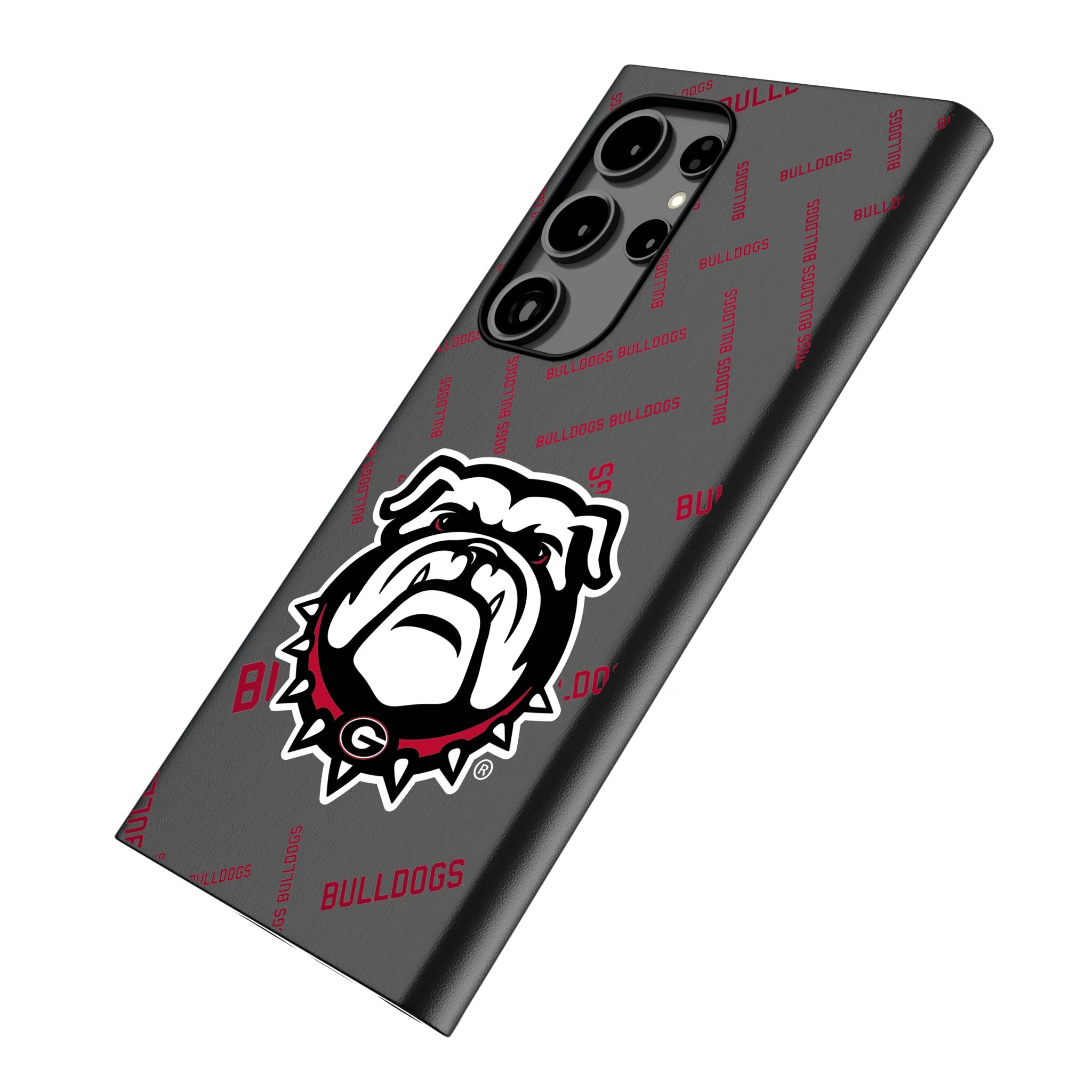 University of Georgia Bulldogs Uga Quadtile Galaxy MagSafe Compatible Phone Case for Samsung Galaxy - Isometric View