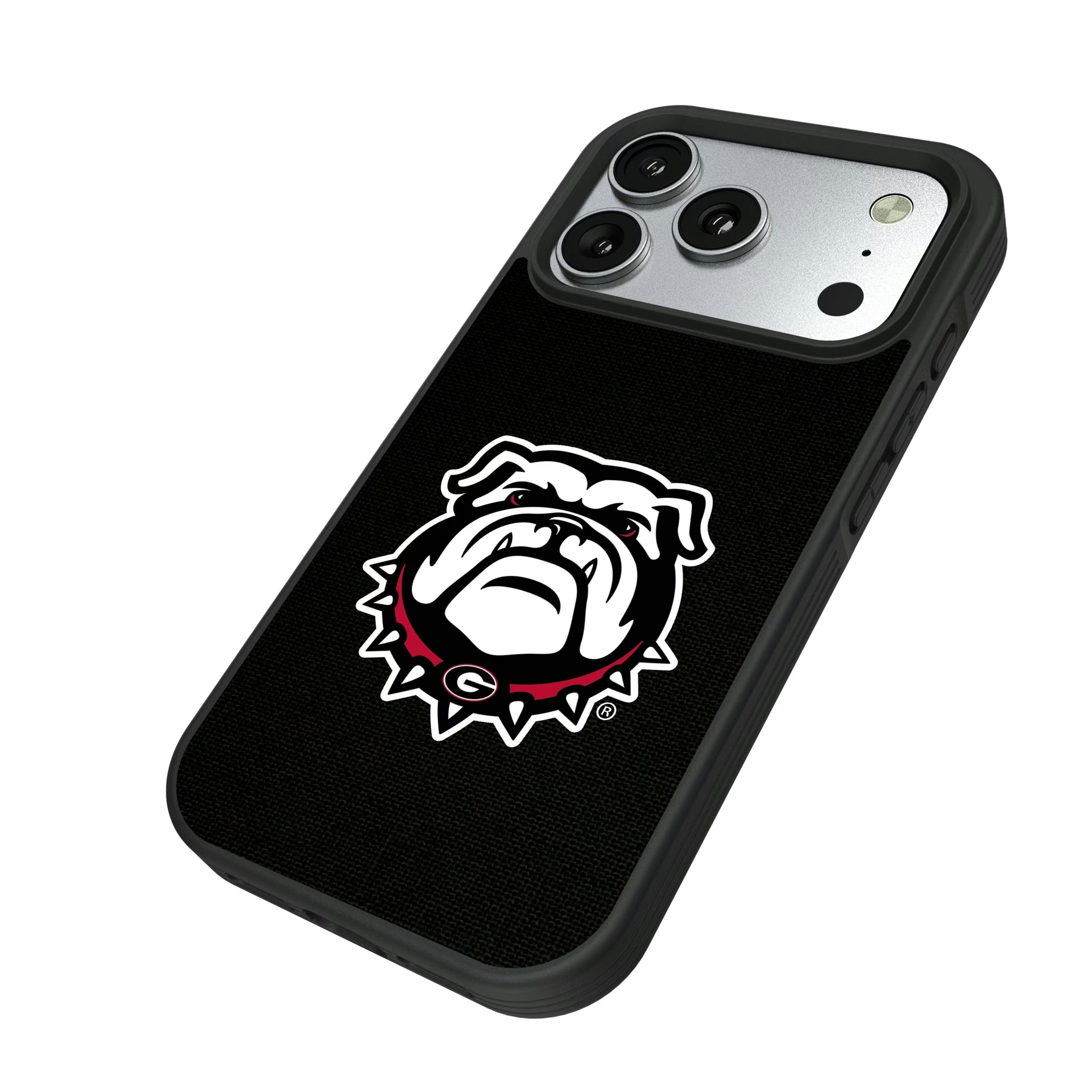 University of Georgia Bulldogs Uga Solid iPhone Bump Phone Case for Apple iPhone - Isometric View#Device_iPhone 17 Pro