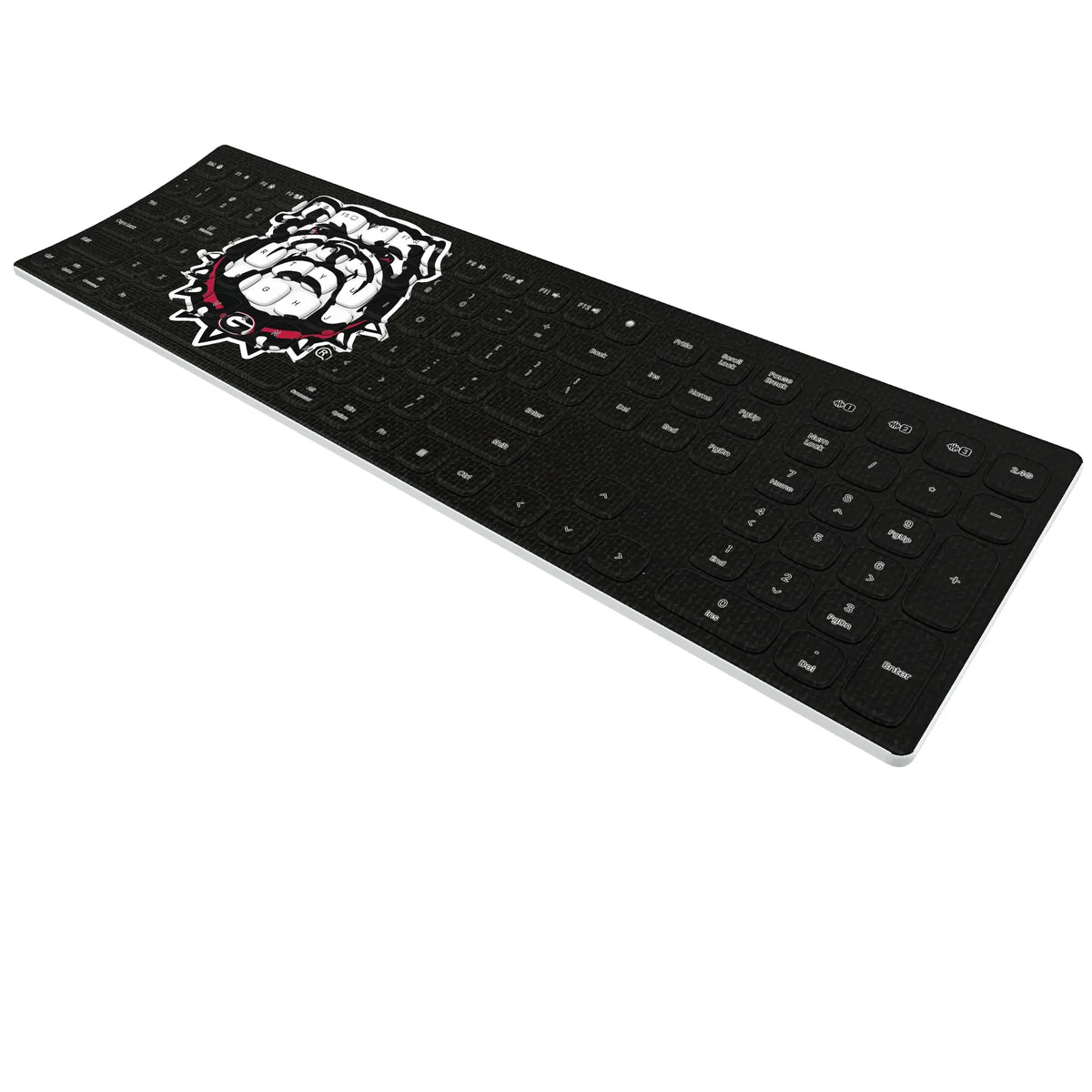 University of Georgia Bulldogs Uga Solid KKB605 Curved Wireless Keyboard - Isometric View