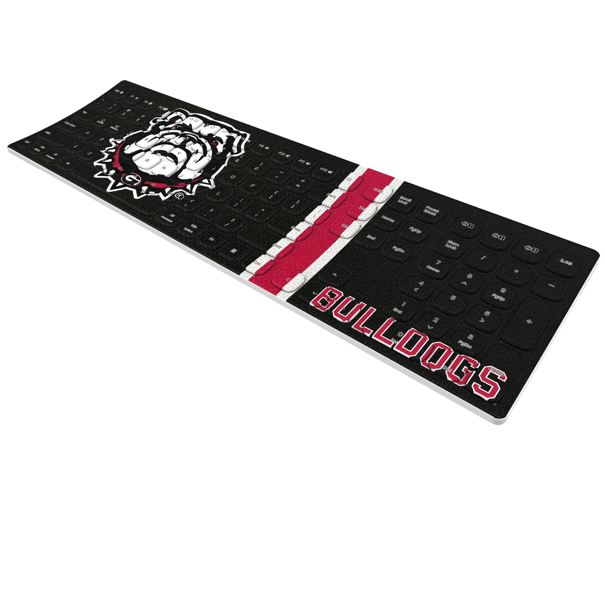 University of Georgia Bulldogs Uga Stripe KKB605 Curved Wireless Keyboard - Isometric View